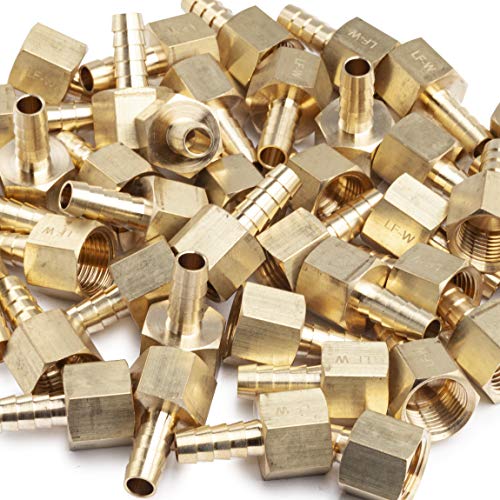 LTWFITTING Lead Free Brass Fitting Coupler/Adapter 5/16 Inch Hose Barb x 3/8 Inch Female NPT Fuel Gas Water (Pack of 350)