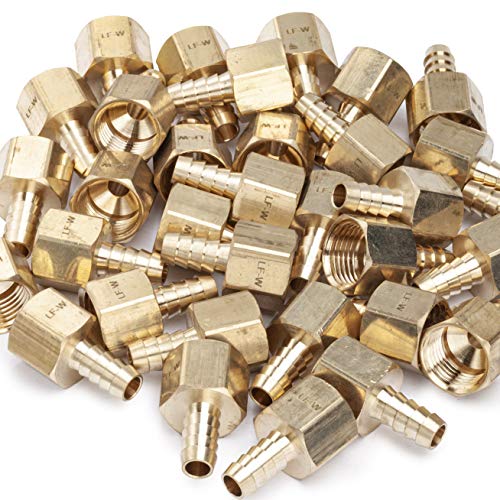 LTWFITTING Lead Free Brass Fitting Coupler/Adapter 3/8 Inch Hose Barb x 1/2 Inch Female NPT Fuel Gas Water (Pack of 300)