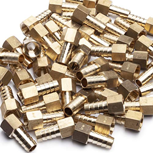 LTWFITTING Lead Free Brass Fitting Coupler/Adapter 1/2 Inch Hose Barb x 3/8 Inch Female NPT Fuel Gas Water (Pack of 300)