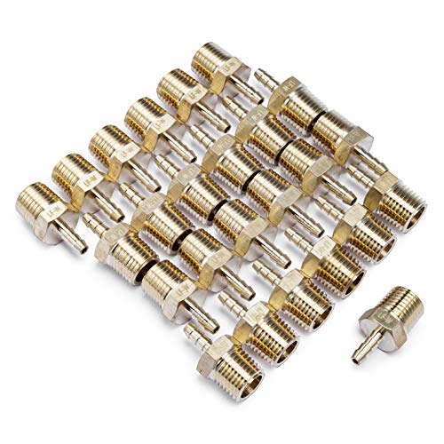 LTWFITTING Lead Free Brass Barbed Fitting Coupler/Connector 1/8 Inch Hose Barb x 1/4 Inch Male NPT Fuel Gas Water (Pack of 25)