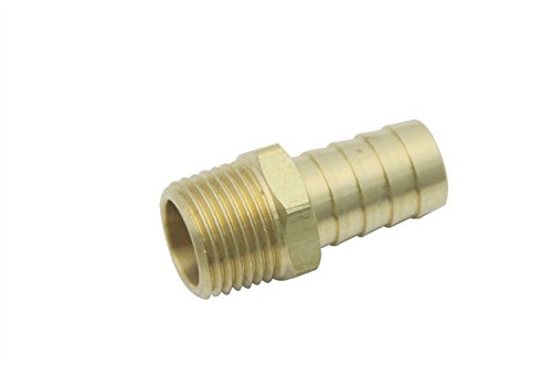 LTWFITTING Lead Free Brass Barbed Fitting Coupler/Connector 5/8 Inch Hose Barb x 1/2 Inch Male NPT Fuel Gas Water (Pack of 250)