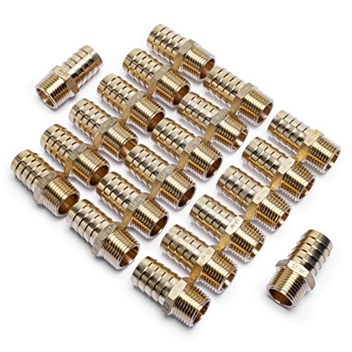 LTWFITTING Lead Free Brass Barbed Fitting Coupler/Connector 3/4 Inch Hose Barb x 1/2 Inch Male NPT Fuel Gas Water (Pack of 20)