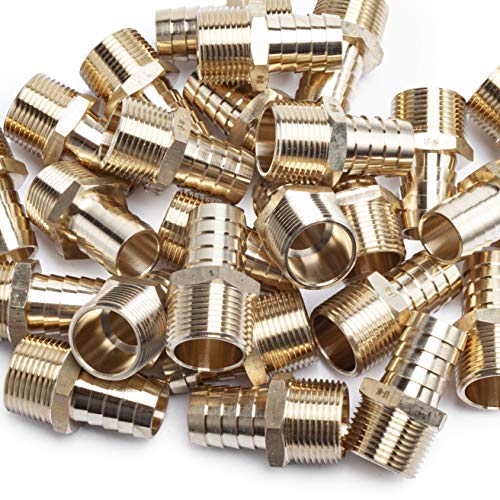 LTWFITTING Lead Free Brass Barbed Fitting Coupler/Connector 3/4 Inch Hose Barb x 3/4 Inch Male NPT Fuel Gas Water (Pack of 150)
