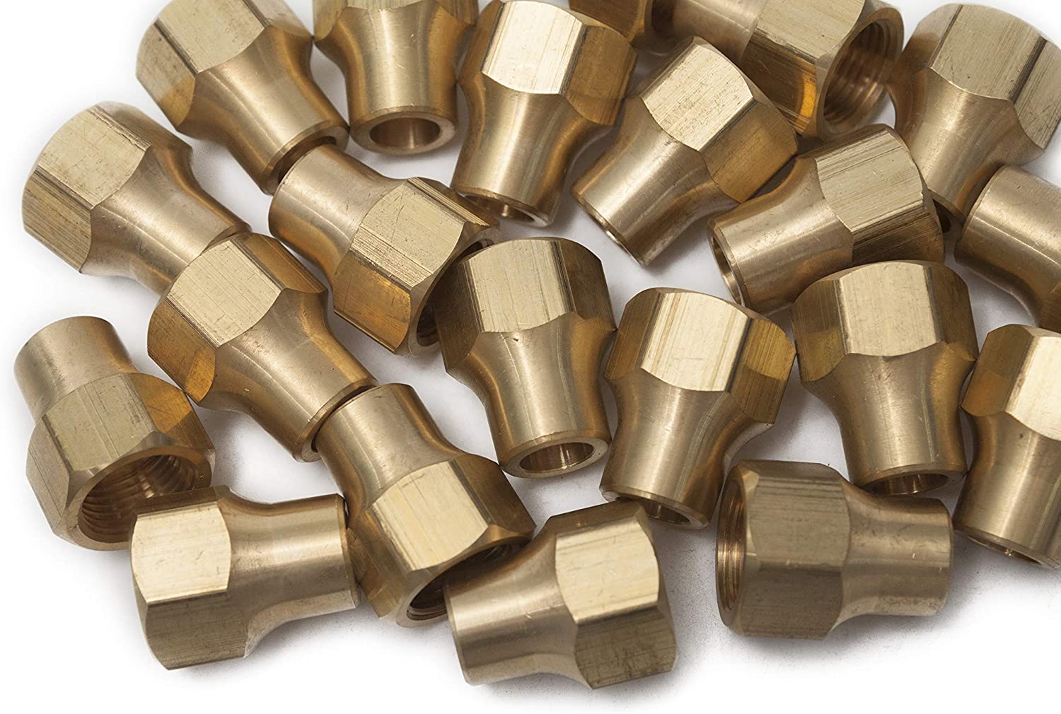 LTWFITTING Brass 3/8 Inch OD 45 Degree Flare Long Forged Nut,Flare Tube Fitting(Pack of 25)