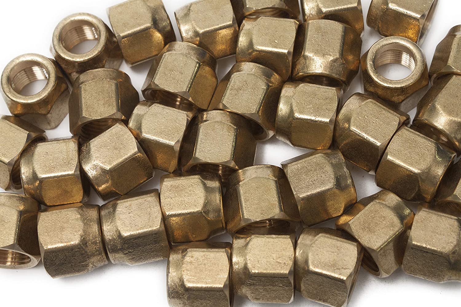 LTWFITTING Brass 5/8 Inch OD Flare Short Forged Nut,Brass Flare Tube Fitting(Pack of 150)