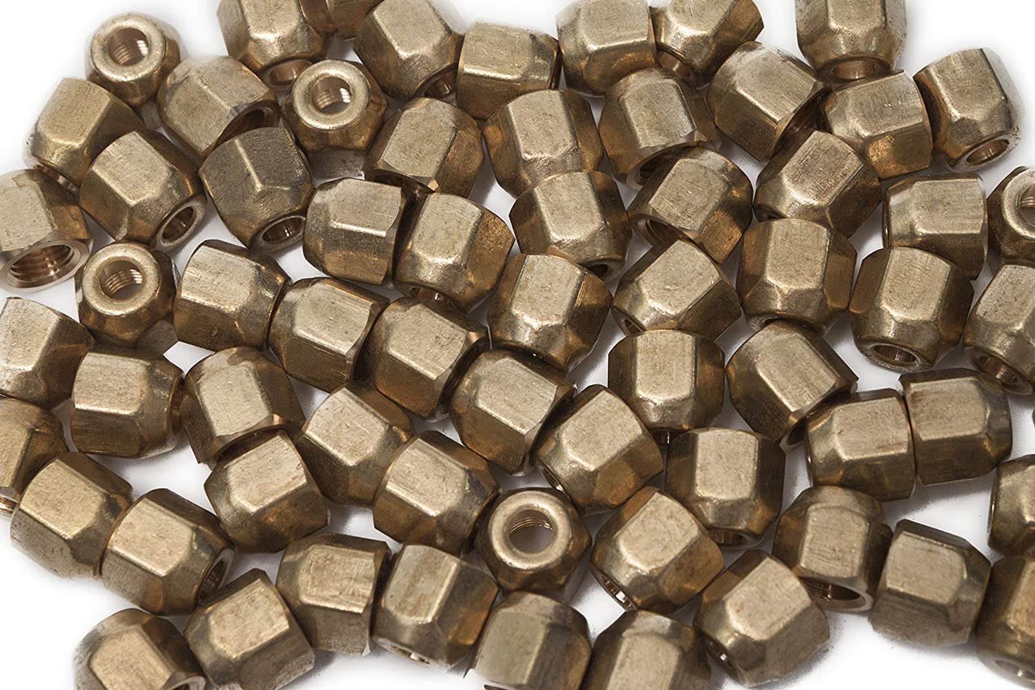 LTWFITTING Brass 1/4 Inch OD Flare Short Forged Nut,Brass Flare Tube Fitting(Pack of 500)
