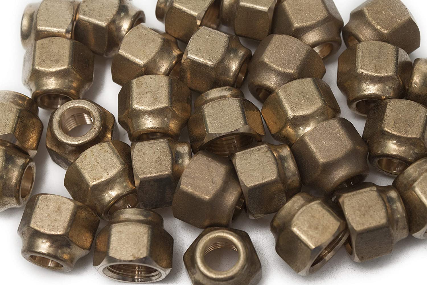 LTWFITTING Brass 3/8 Inch OD Flare Short Forged Nut,Brass Flare Tube Fitting(Pack of 300)