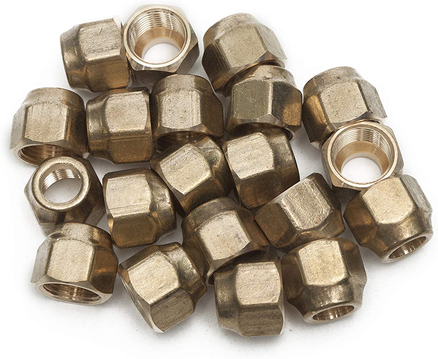 LTWFITTING Brass 1/2 Inch OD Flare Short Forged Nut,Brass Flare Tube Fitting(Pack of 20)