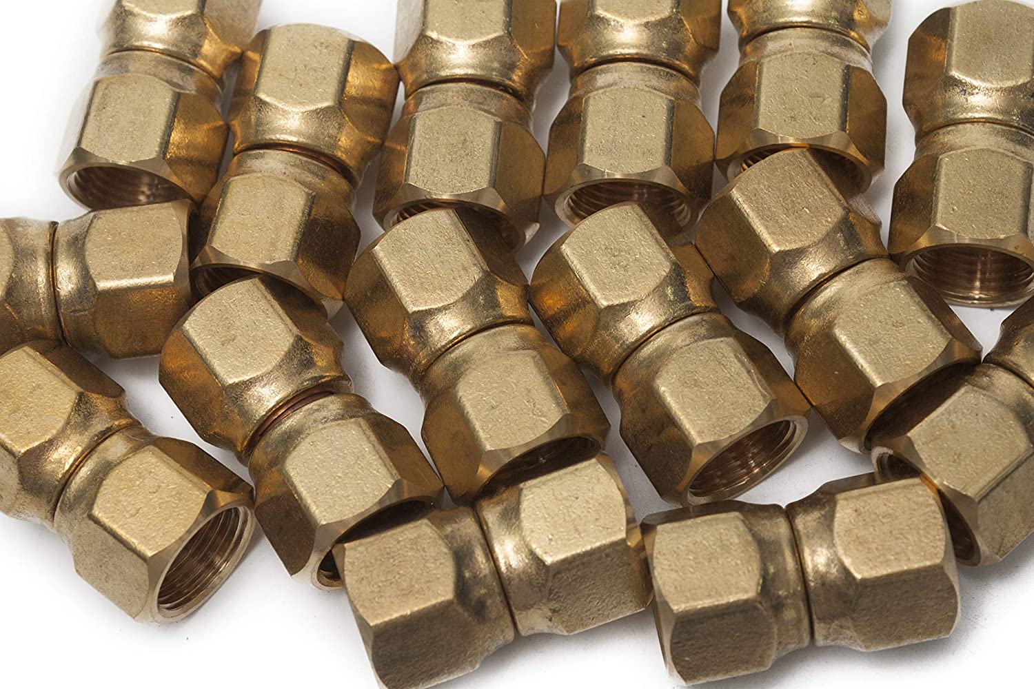 LTWFITTING Brass 5/8 Inch OD Flare Forged Swivel Nut Union,Brass Flare Tube Fitting(Pack of 70)