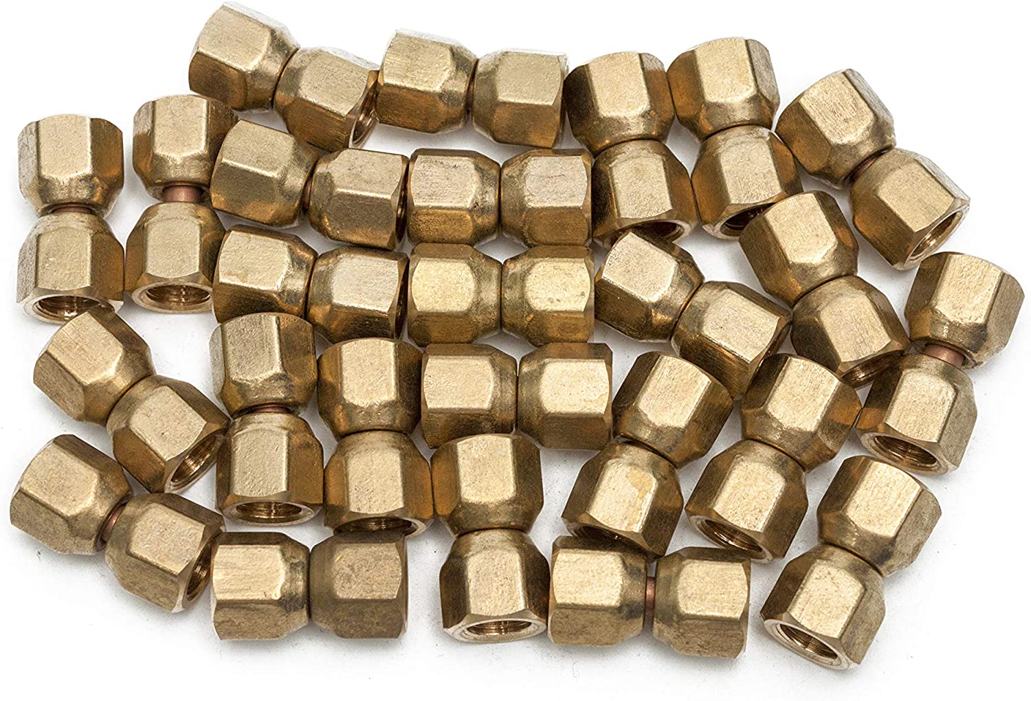 LTWFITTING Brass 1/4 Inch OD Flare Forged Swivel Nut Union,Brass Flare Tube Fitting(Pack of 25)