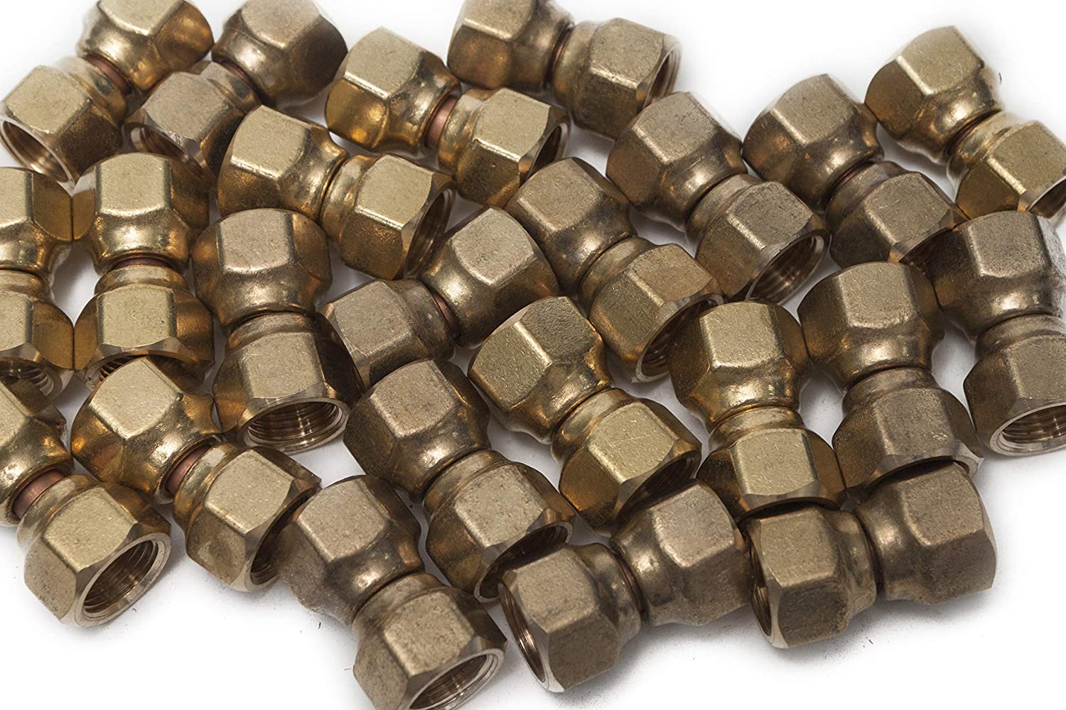 LTWFITTING Brass 3/8 Inch OD Flare Forged Swivel Nut Union,Brass Flare Tube Fitting(Pack of 150)