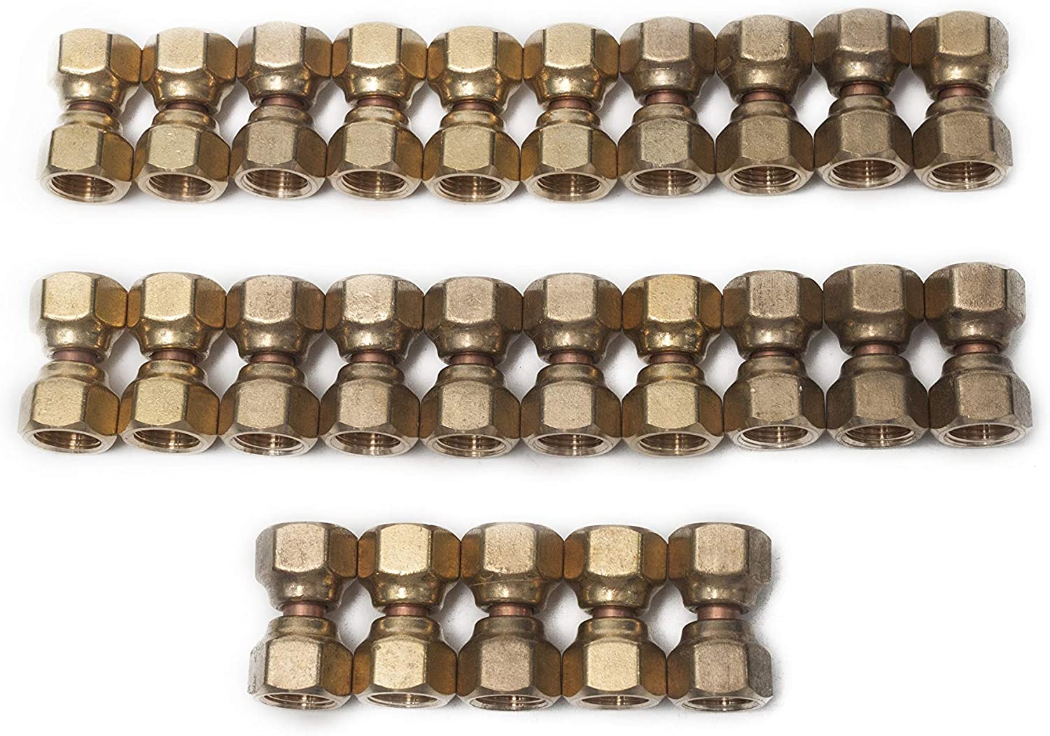 LTWFITTING Brass 3/8 Inch OD Flare Forged Swivel Nut Union,Brass Flare Tube Fitting(Pack of 25)