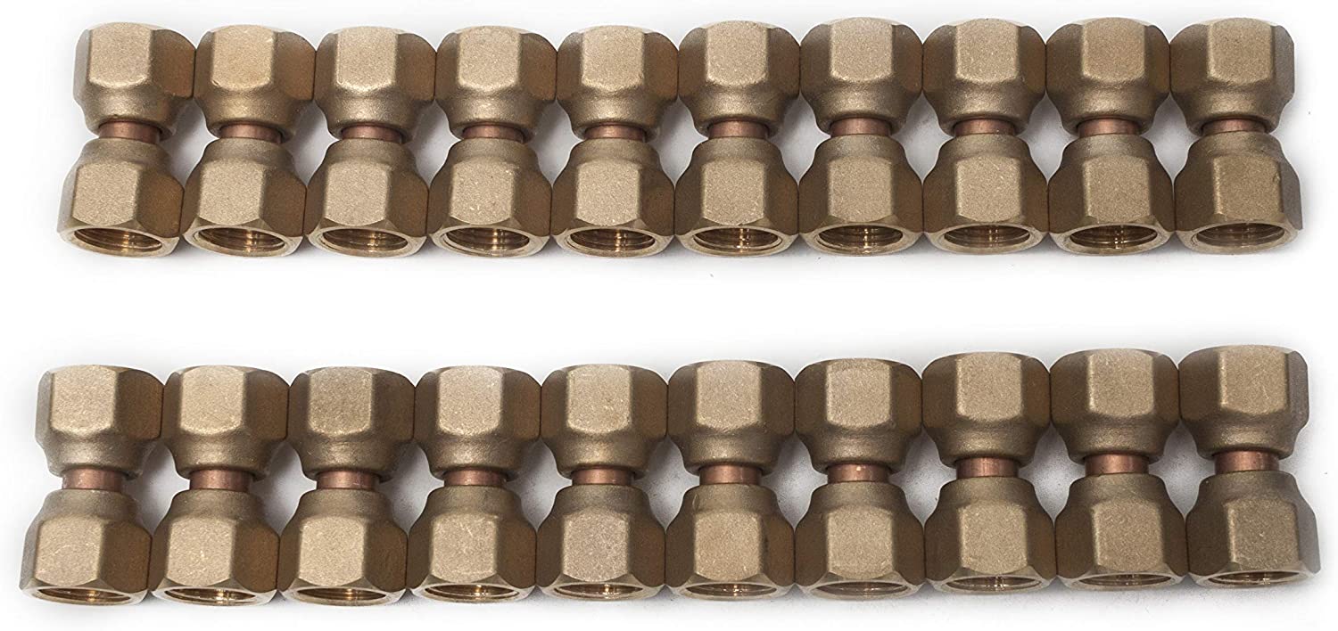 LTWFITTING Brass 1/2 Inch OD Flare Forged Swivel Nut Union,Brass Flare Tube Fitting(Pack of 20)