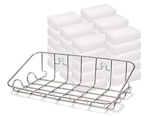 LTWHOME Large Soap Sponge Holder with 3.54 Inch x 2.40 Inch x 1.18 Inch Magic Melamine Foam Sponge (Pack of 31)