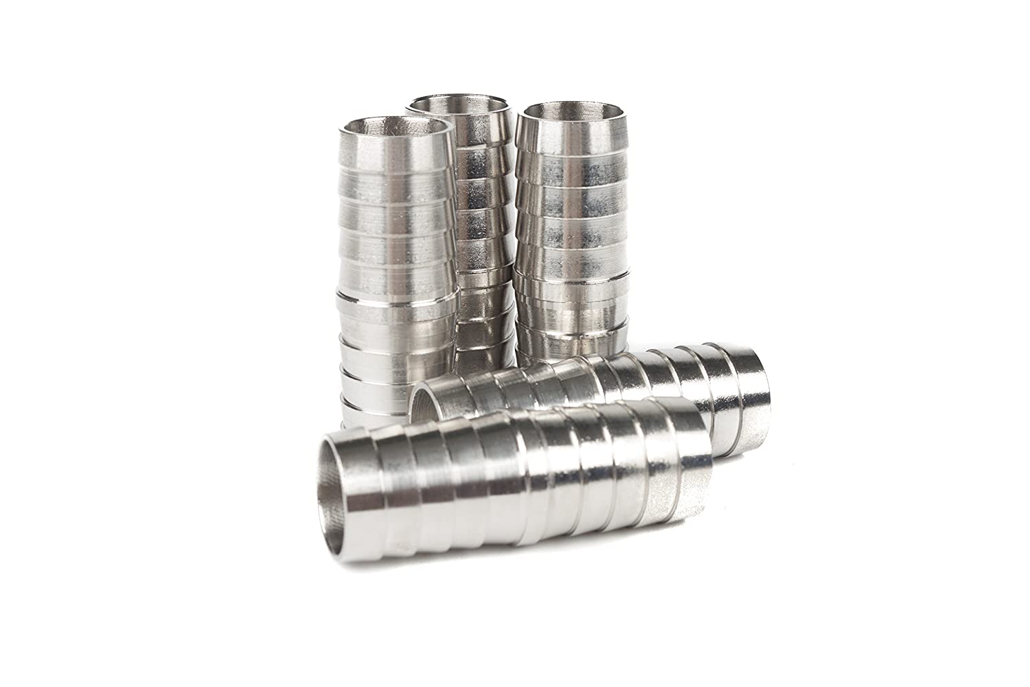 LTWFITTING Barstock Stainless Steel 316 Barb Splicer Mender 1 Inch Hose ID Fitting Air Water Fuel Boat (Pack of 100)