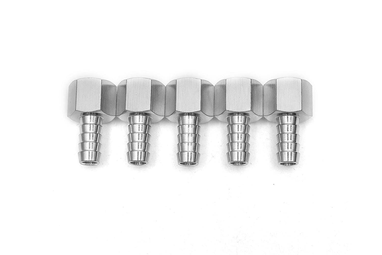 LTWFITTING Bar Production Stainless Steel 316 Barb Fitting Coupler 3/8 Inch Hose ID x 3/8 Inch Female NPT Air Fuel Water (Pack of 5)