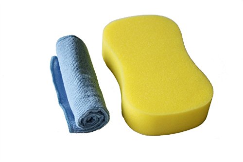 LTWHOME Yellow Bone Shape Soft Sponge Car Glass Wash Cleaning Pad Cushion with Car Cleaning Cloth(Pack of 3 set)