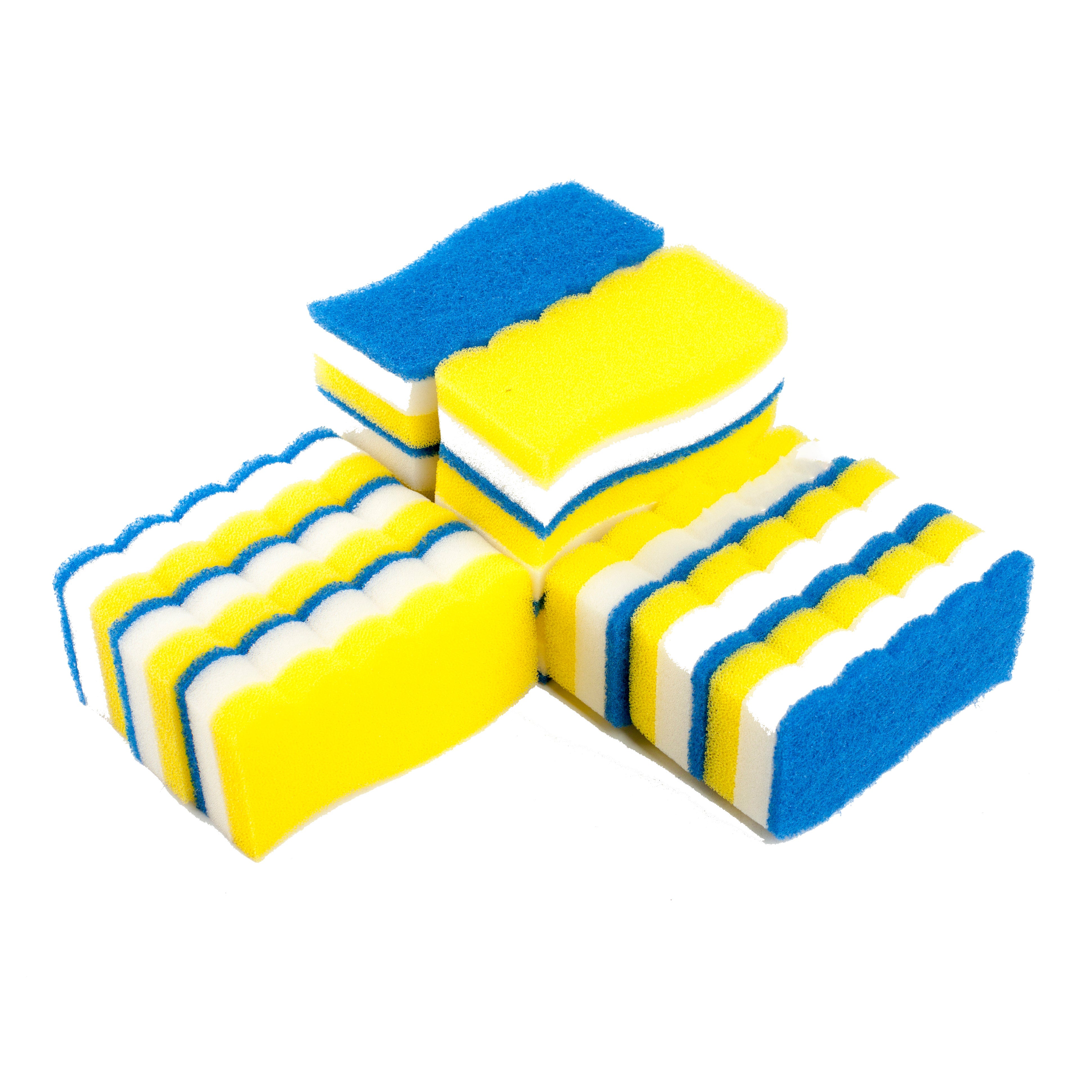 LTWHOME Multi-use Composite Scrub Wave Cleaning Sponge for Tableware and Kitchen (Pack of 12)