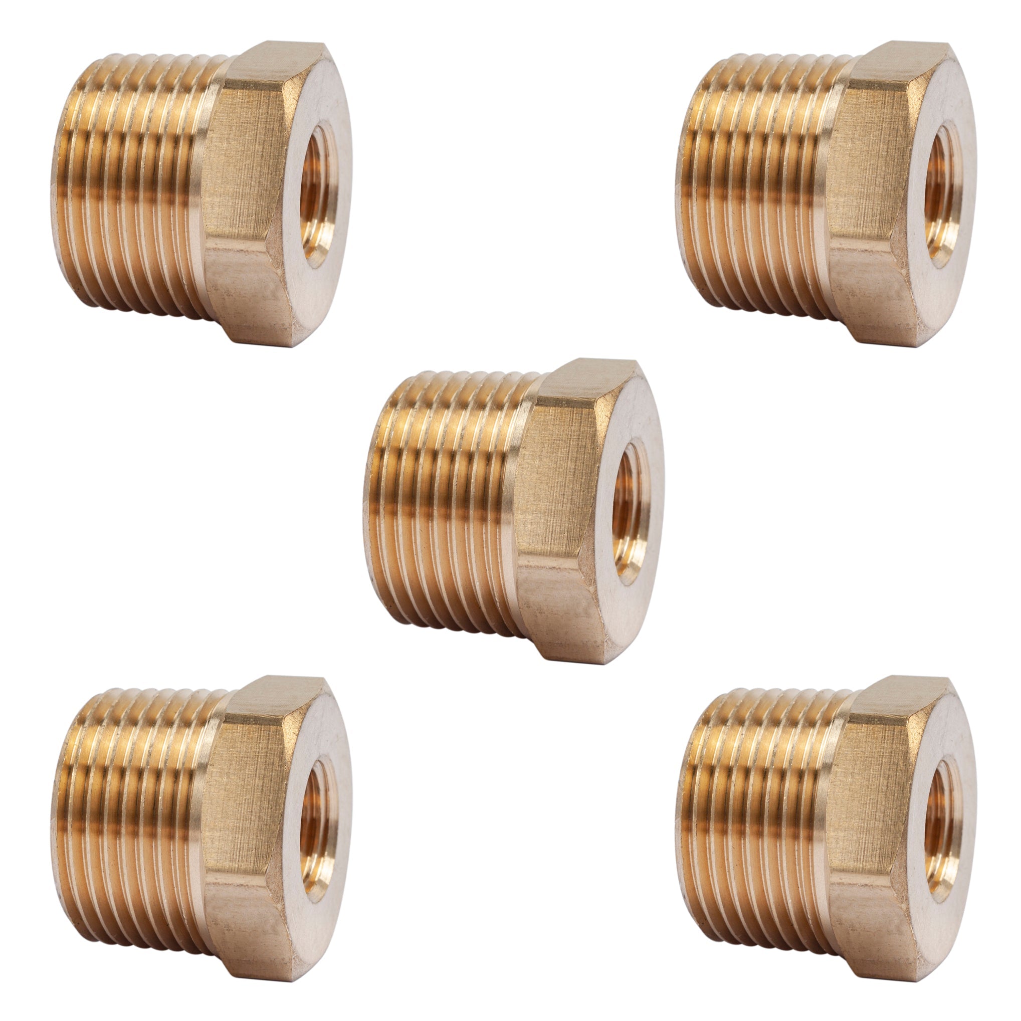 LTWFITTING Lead Free Brass Hex Pipe Bushing Reducer Fittings 3/4 Inch Male x 1/4 Inch Female NPT (Pack of 5)