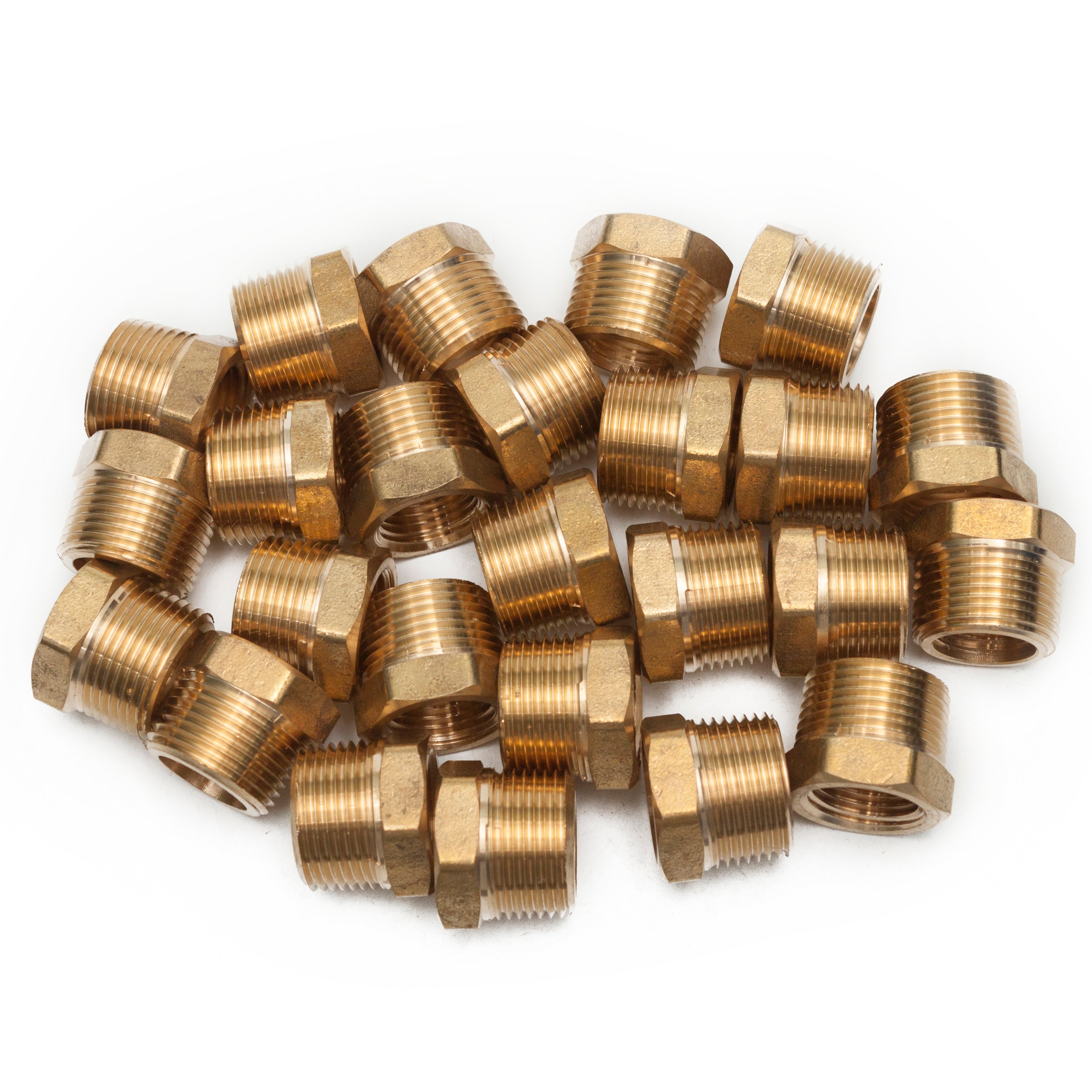 LTWFITTING Brass Pipe Hex Bushing Reducer Fittings 3/4 Inch Male x 1/2 Inch Female NPT(Pack of 25)