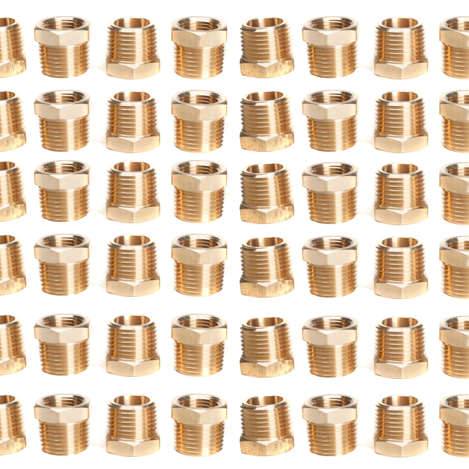 LTWFITTING Brass Pipe Hex Bushing Reducer Fittings 1/2 Inch Male x 3/8 Inch Female NPT(Pack of 50)