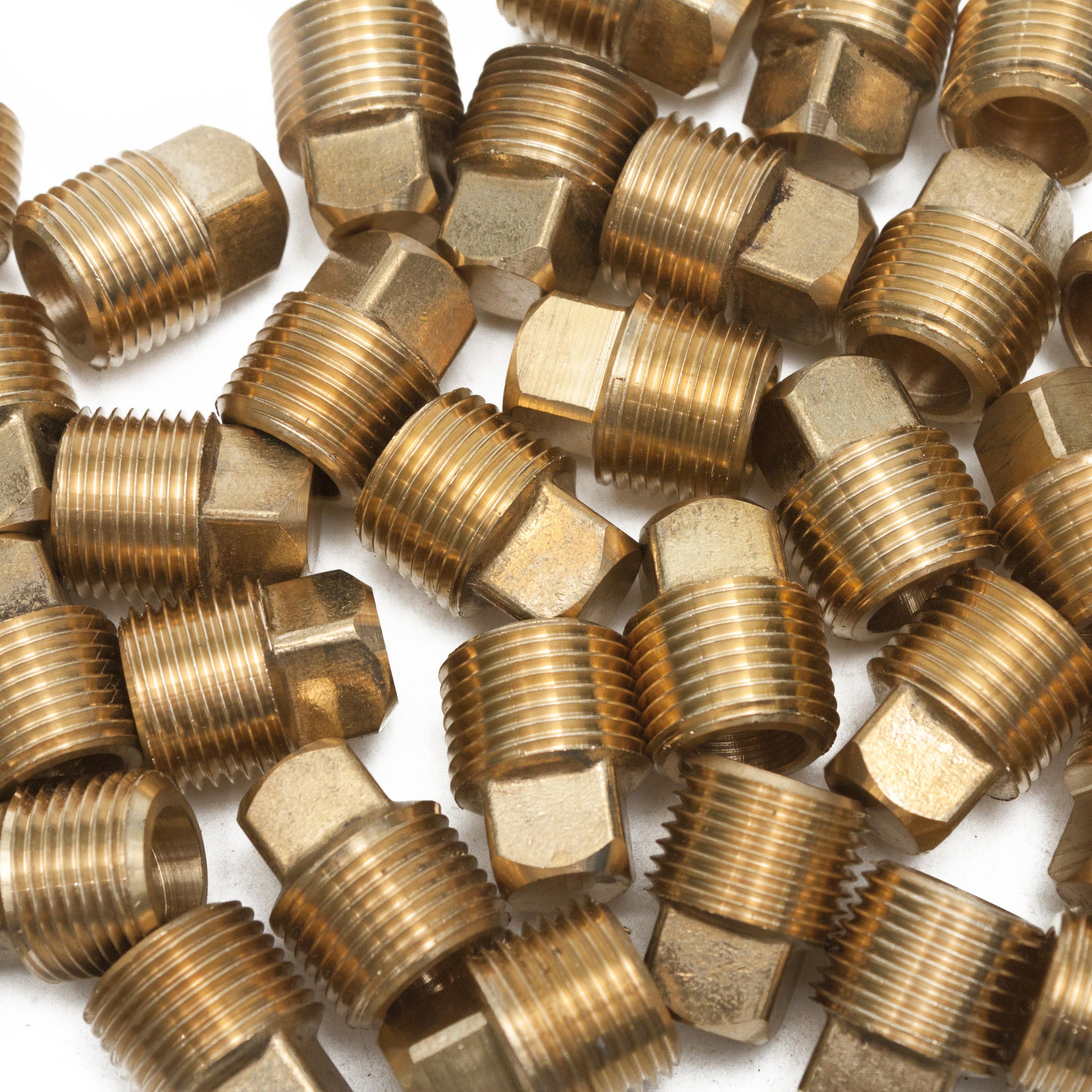 LTWFITTING Brass Pipe Square Head Plug Fittings 3/8 Inch Male NPT Air Fuel Water Boat(Pack of 50)