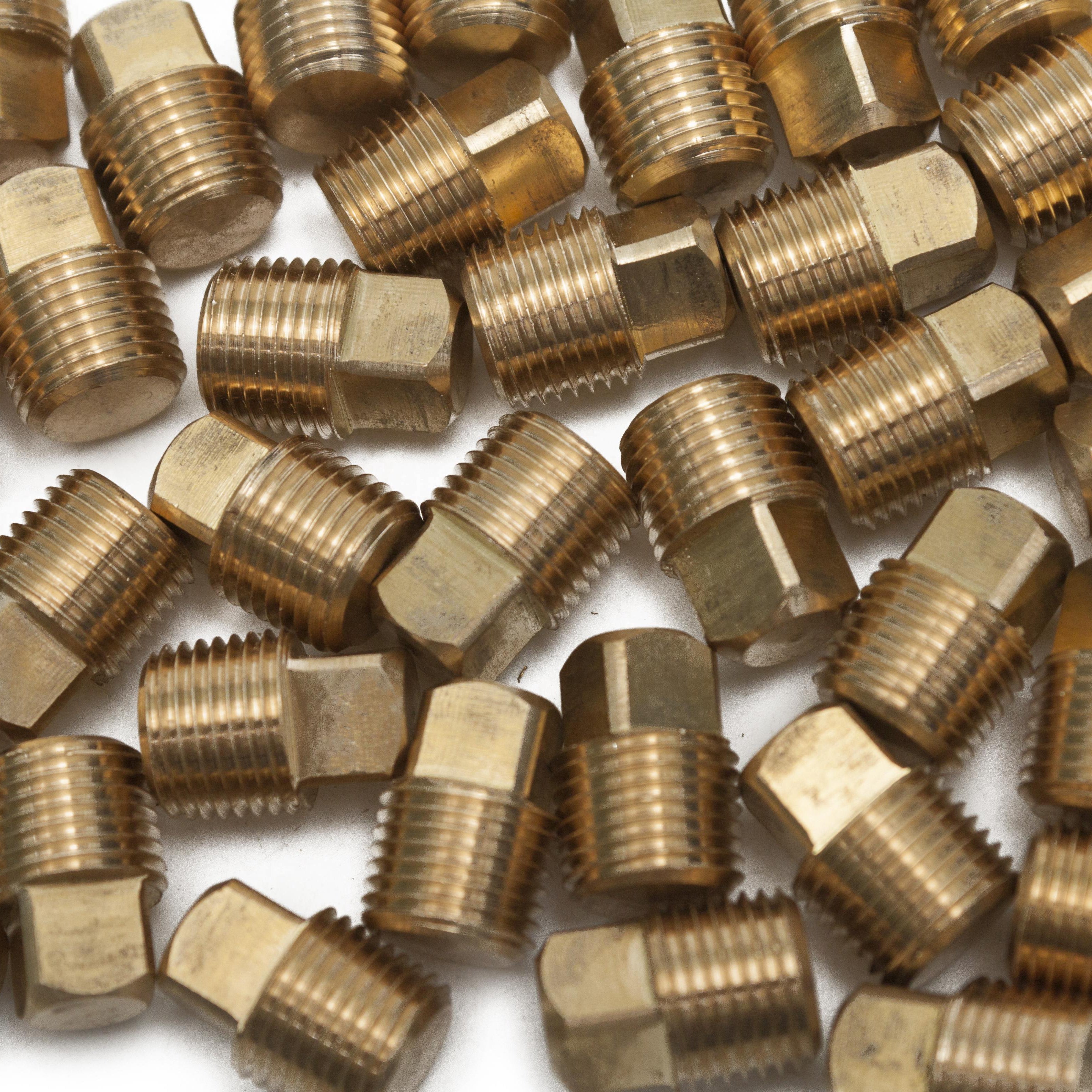 LTWFITTING Brass Pipe Solid Square Head Plug Fittings 1/8 Inch Male NPT Air Fuel Water Boat(Pack of 1000)