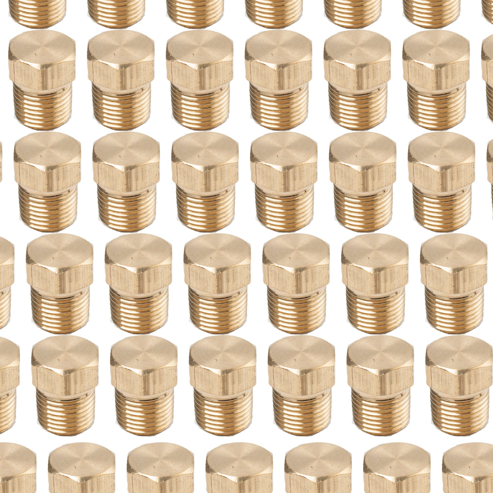 LTWFITTING Brass Pipe Solid Hex Head Plug Fittings 1/8-Inch Male NPT Air Fuel Water Boat(Pack of 50)