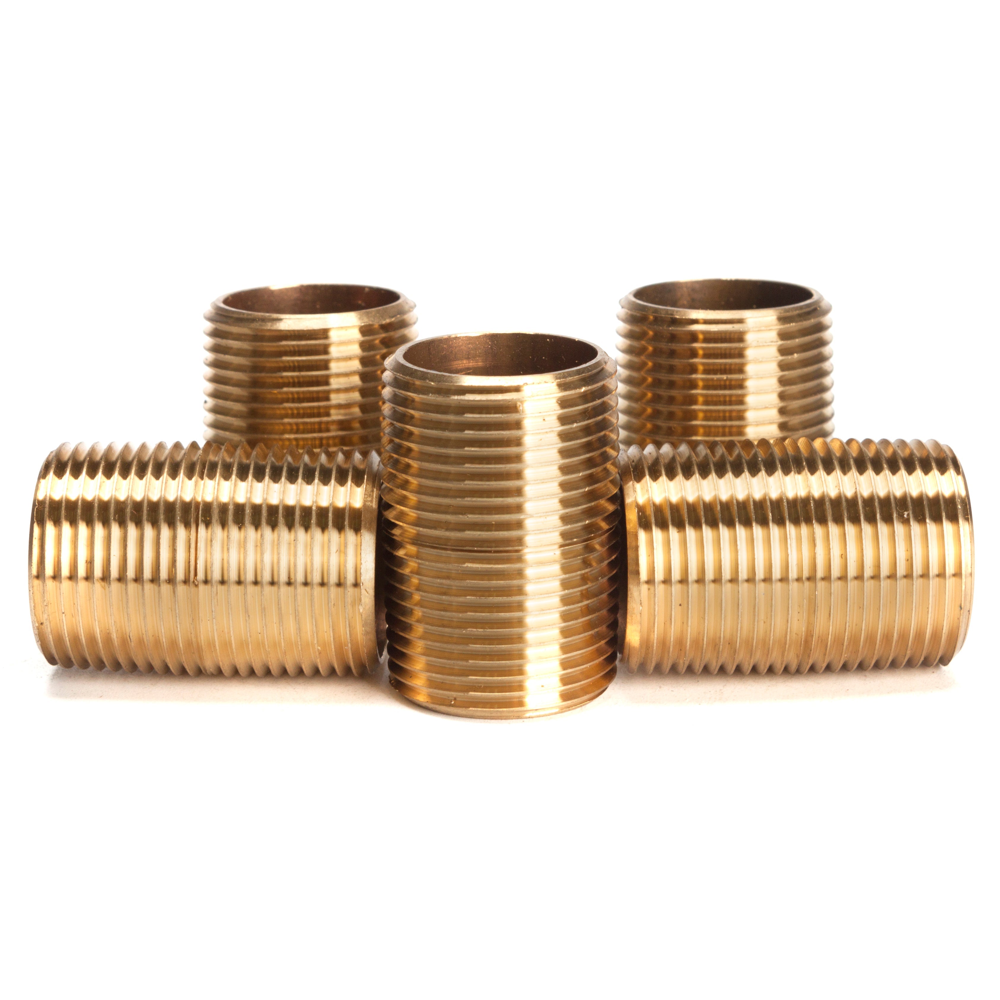 LTWFITTING Red Brass Pipe Fitting, Nipple, 3/4 Inch NPT Male X 1-1/2 Inch Length (Pack of 5)