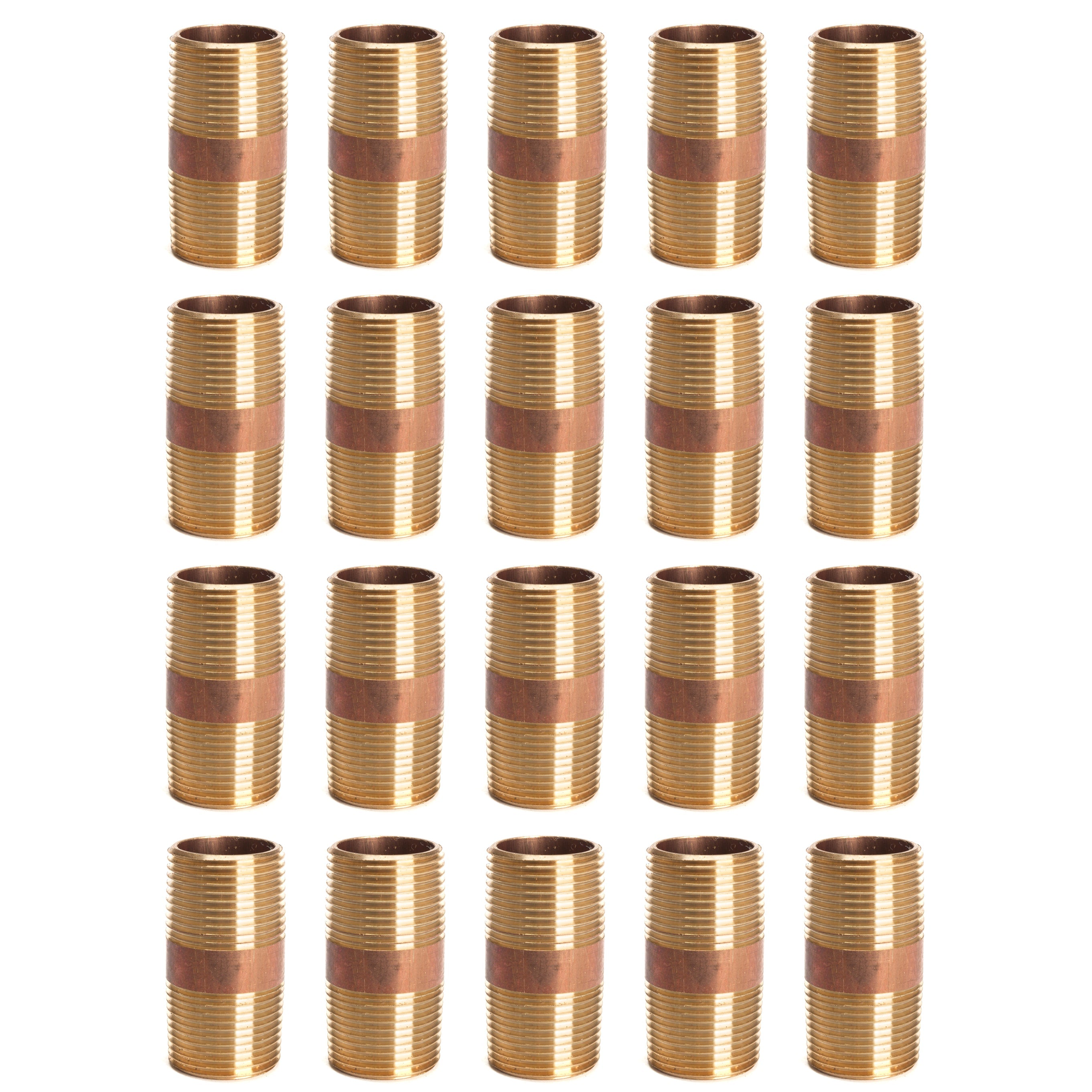 LTWFITTING Red Brass Pipe Fitting, Nipple, 3/4 Inch NPT Male X 2 Inch Length (Pack of 20)