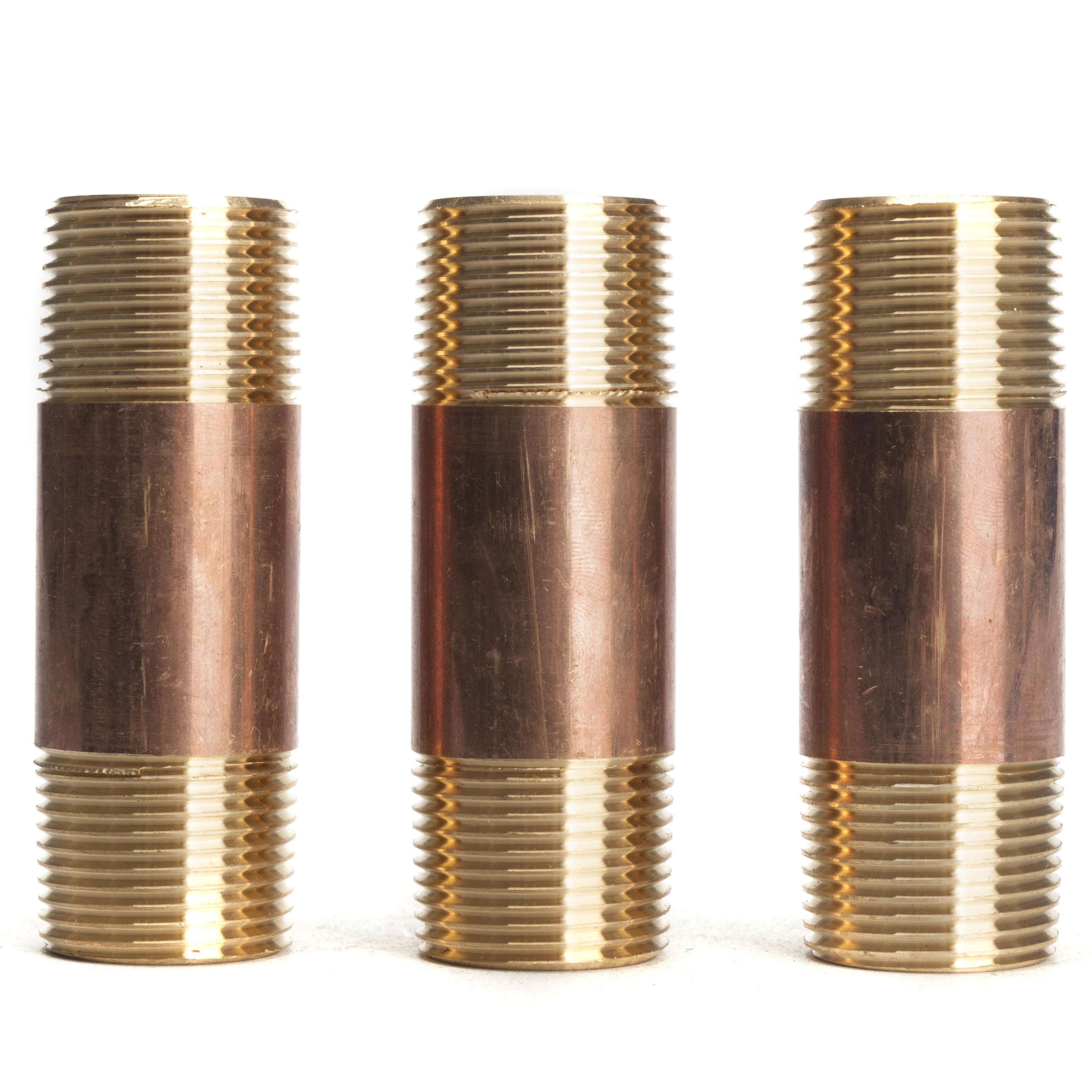 LTWFITTING Red Brass Pipe Fitting, Nipple, 3/4 Inch NPT Male X 3 Inch Length (Pack of 3)