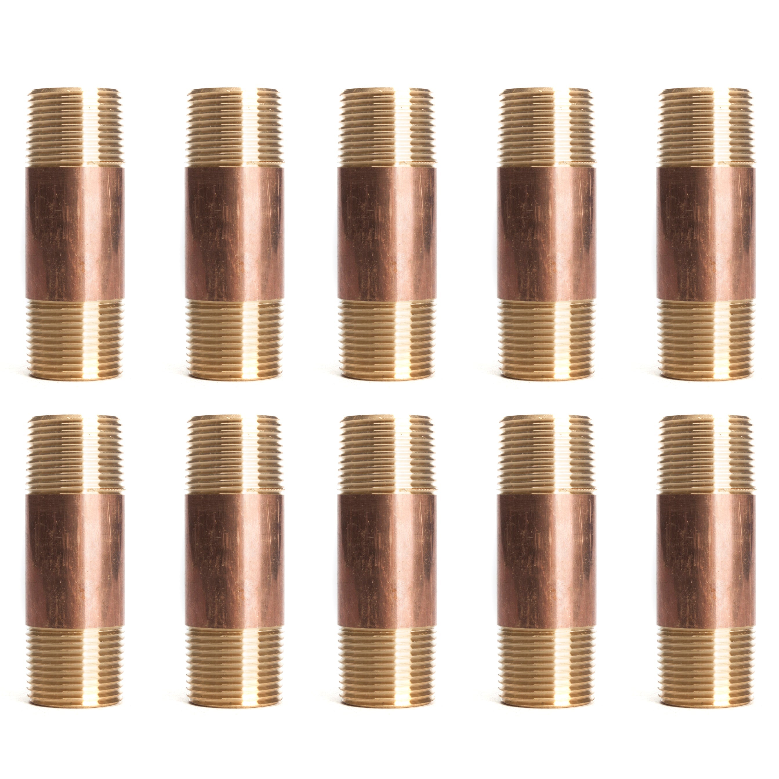 LTWFITTING Red Brass Pipe Fitting, Nipple, 3/4 Inch NPT Male X 3 Inch Length (Pack of 10)