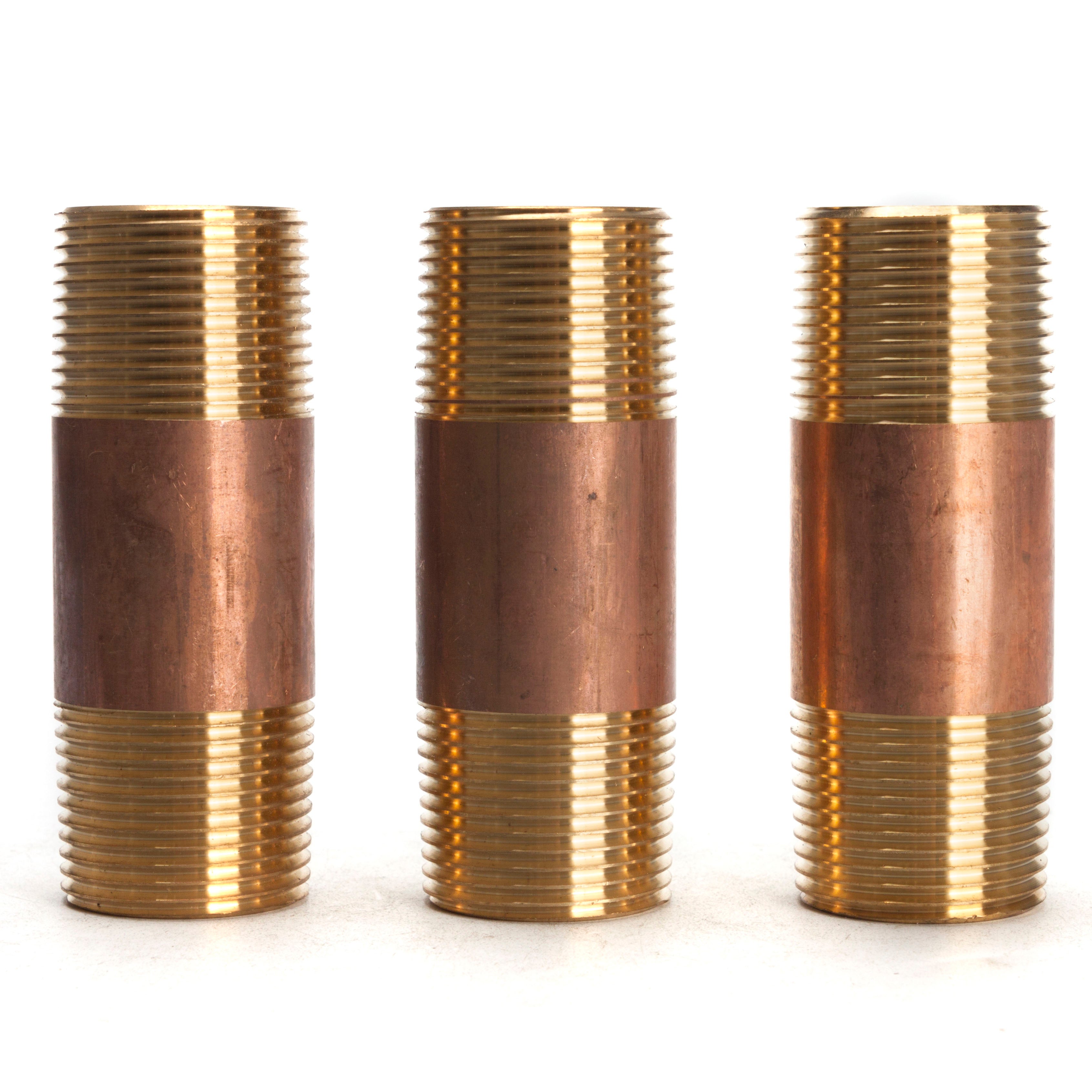 LTWFITTING Brass Pipe 3-1/2 Inch Long Nipples Fitting 1 Inch Male NPT Air Water(Pack of 3)