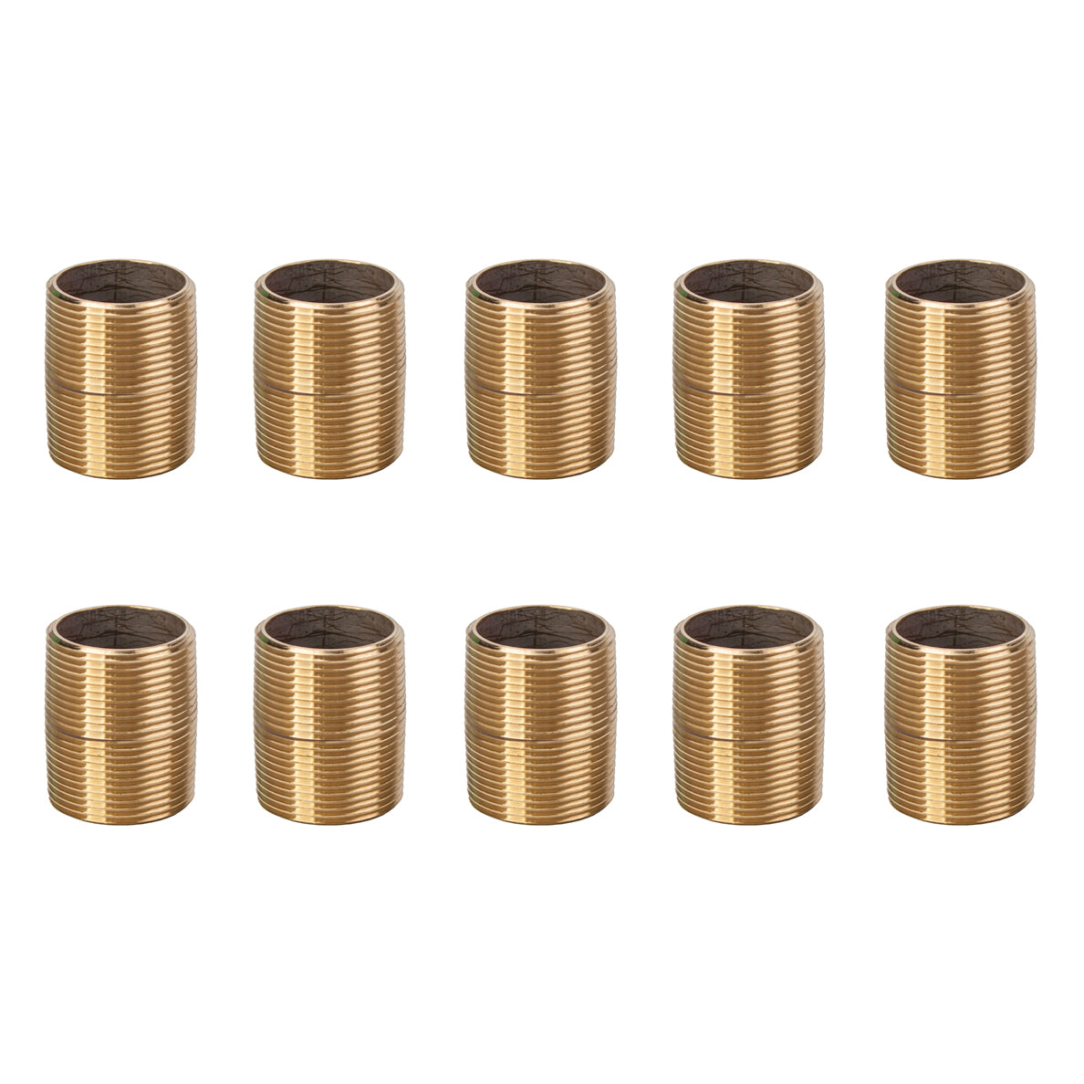 LTWFITTING Brass Pipe 2 Inch Long Nipples Fitting 1-1/4 Inch Male NPT Air Water(Pack of 10)