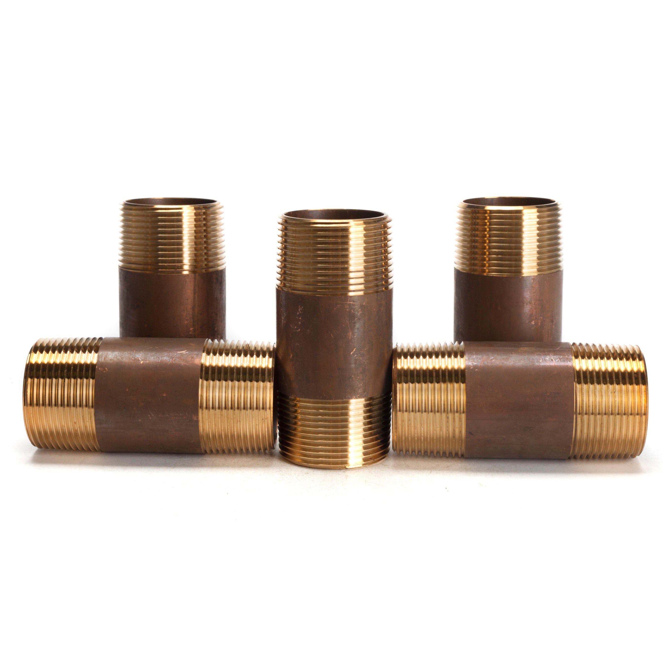 LTWFITTING Brass Pipe 3-1/2 Inch Long Nipple Fitting 1-1/4 Inch Male NPT Air Water(Pack of 5)