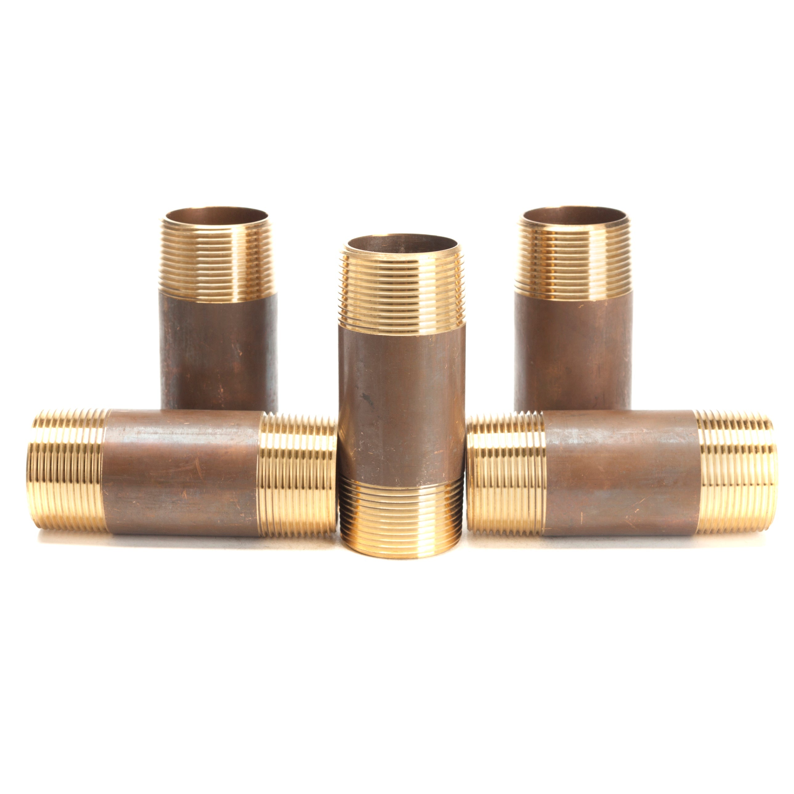 LTWFITTING Brass Pipe 4 Inch Long Nipple Fitting 1-1/4 Inch Male NPT Air Water(Pack of 5)