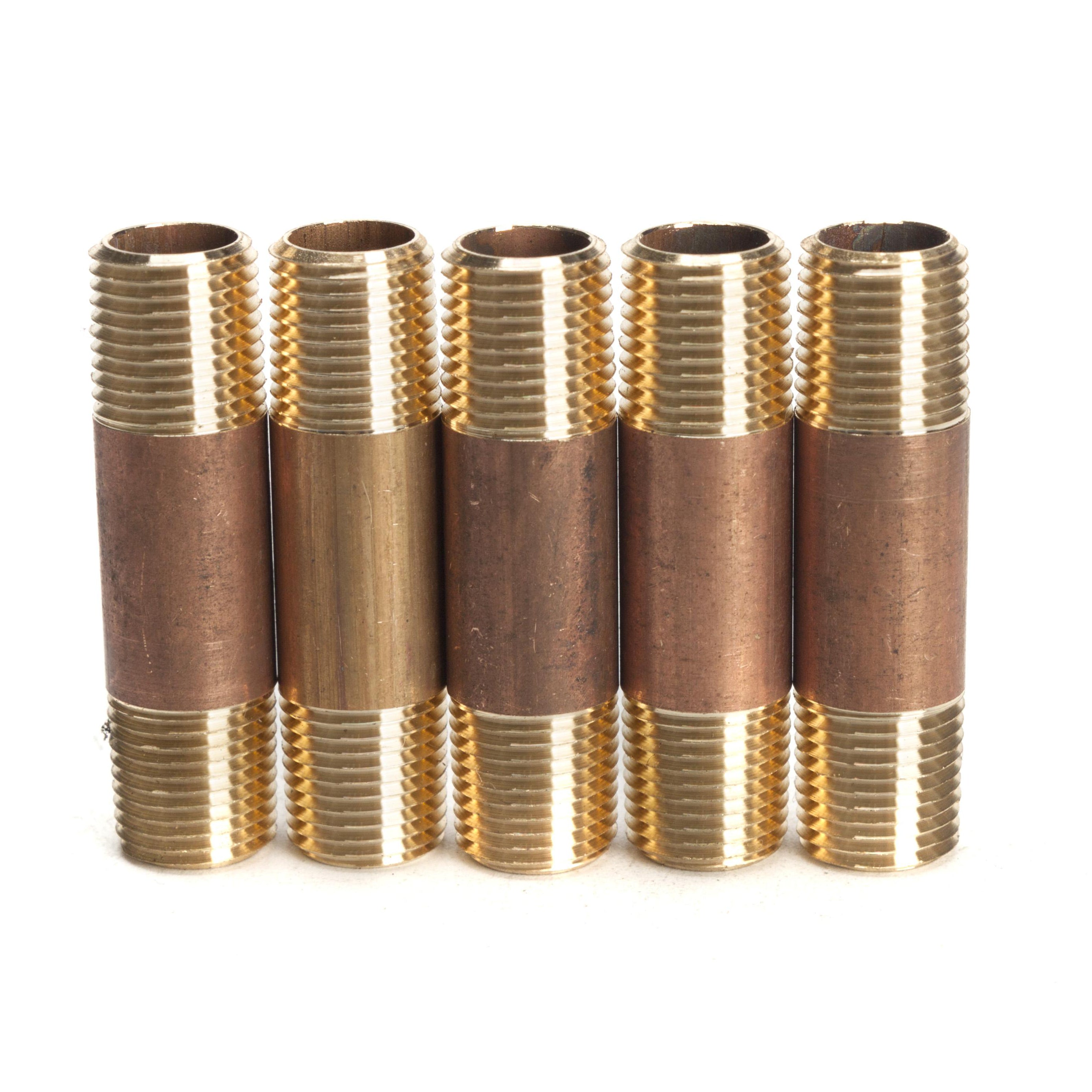 LTWFITTING Brass Pipe 1-1/2 Inch Long Nipple Fitting 1/8 Male NPT Air Water(Pack of 5)