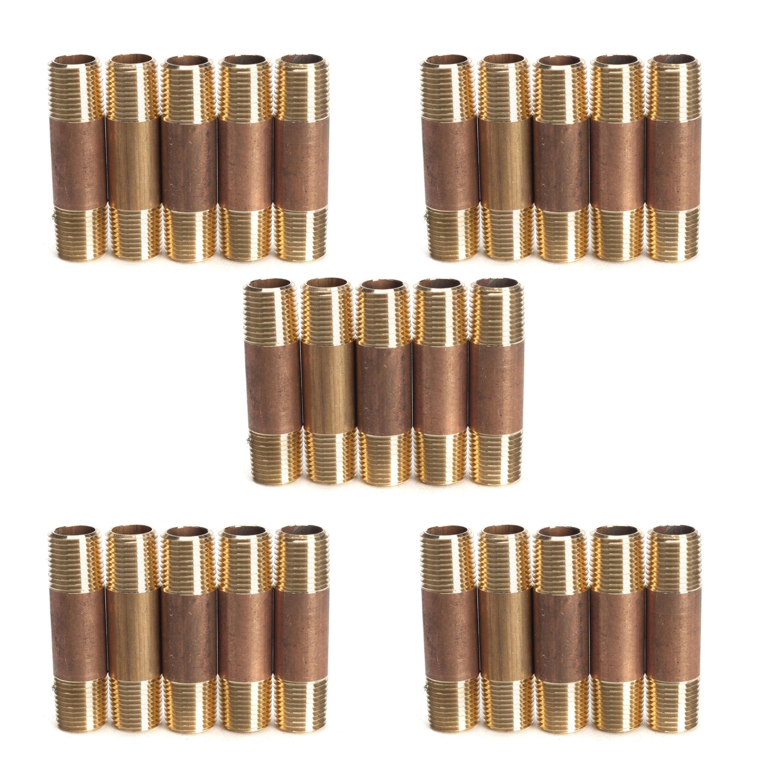 LTWFITTING Brass Pipe 1-1/2 Long Nipple Fitting 1/8 Male NPT Air Water(Pack of 25)