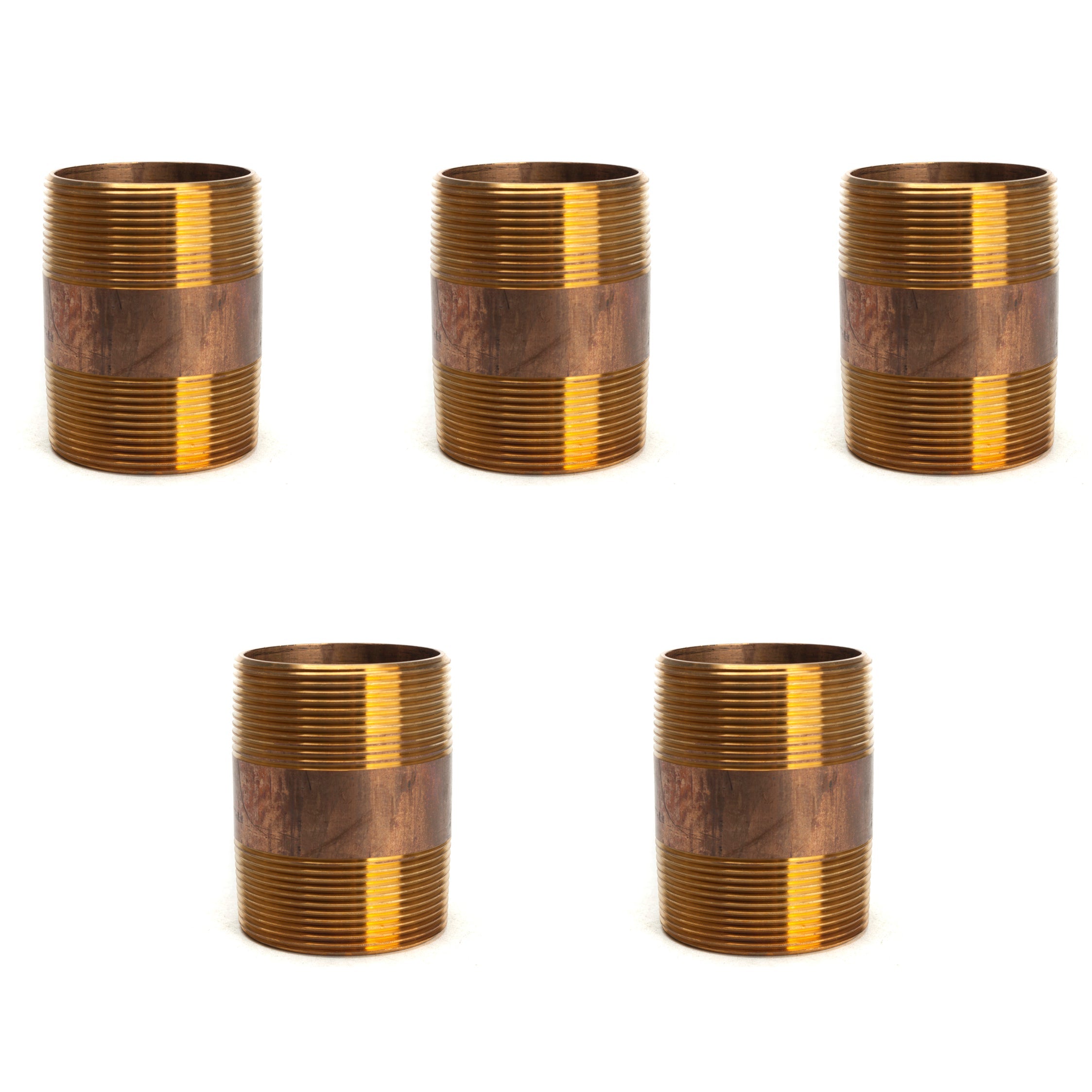 LTWFITTING Brass Pipe 3 Inch Long Nipple Fitting 2 Inch Male NPT Air Water(Pack of 5)