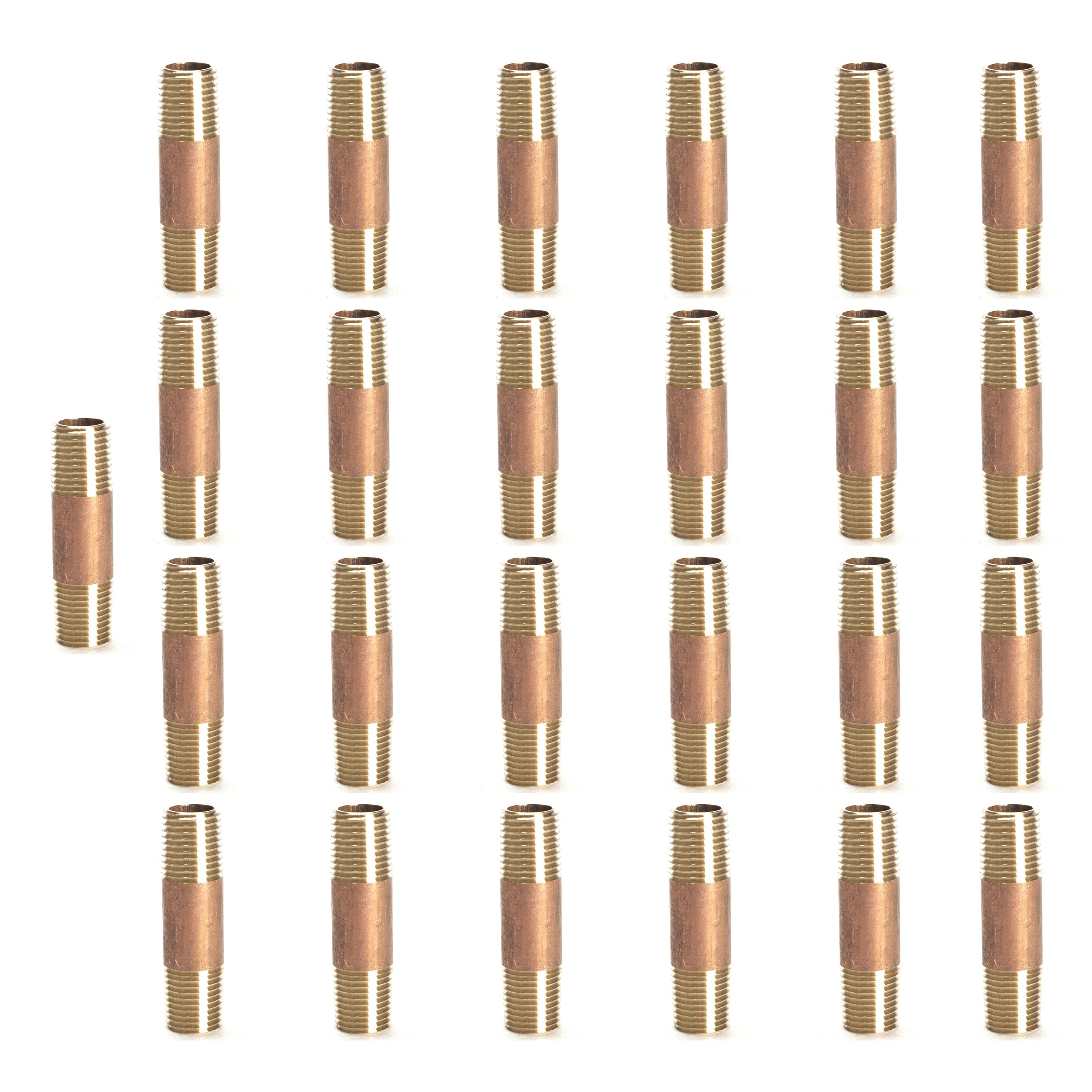 LTWFITTING Brass Pipe 2 Inch Long Nipple Fitting 1/4 Inch Male NPT Air Water(Pack of 25)