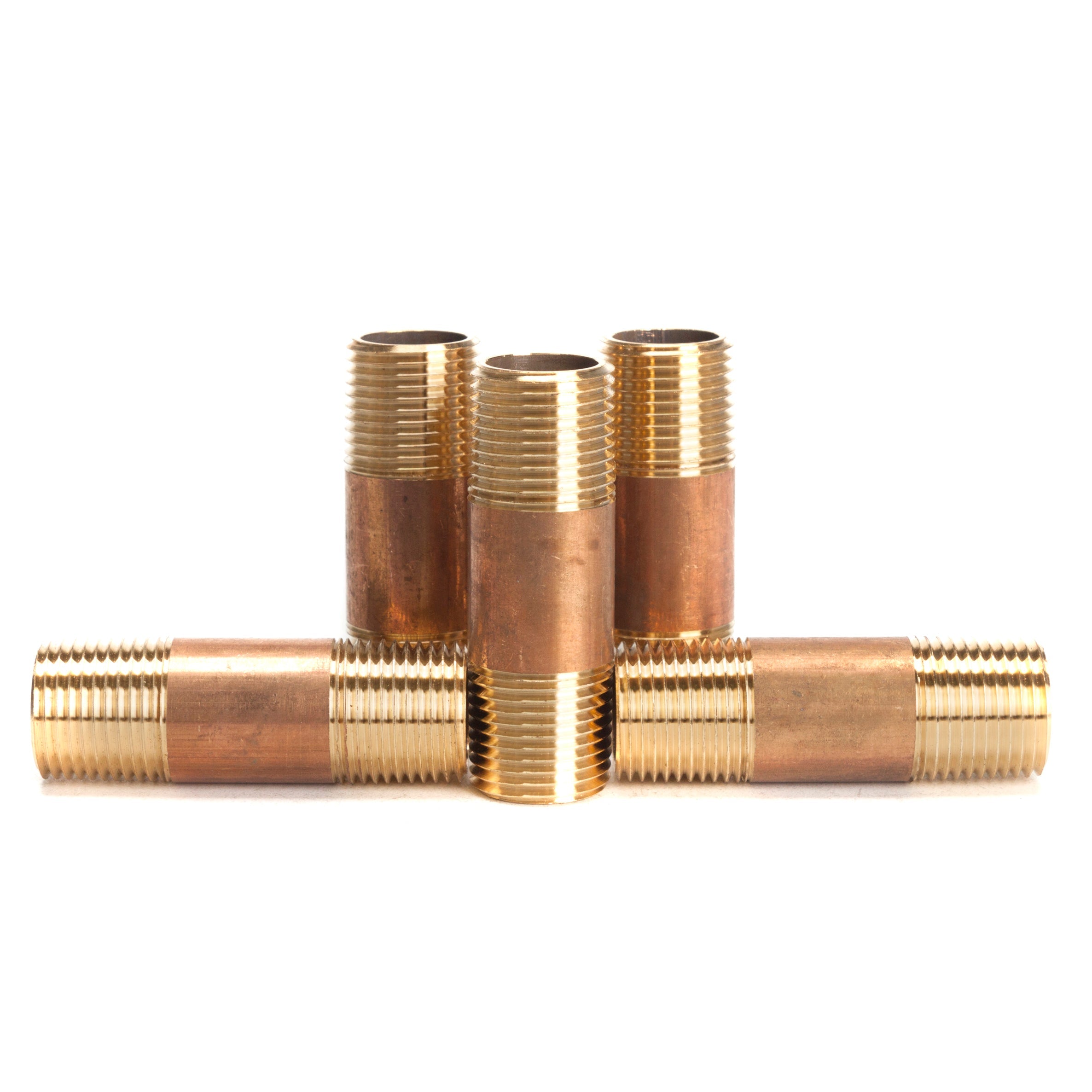 LTWFITTING Brass Pipe 2 Inch Long Nipple Fitting 3/8 Male NPT Air Water(Pack of 5)