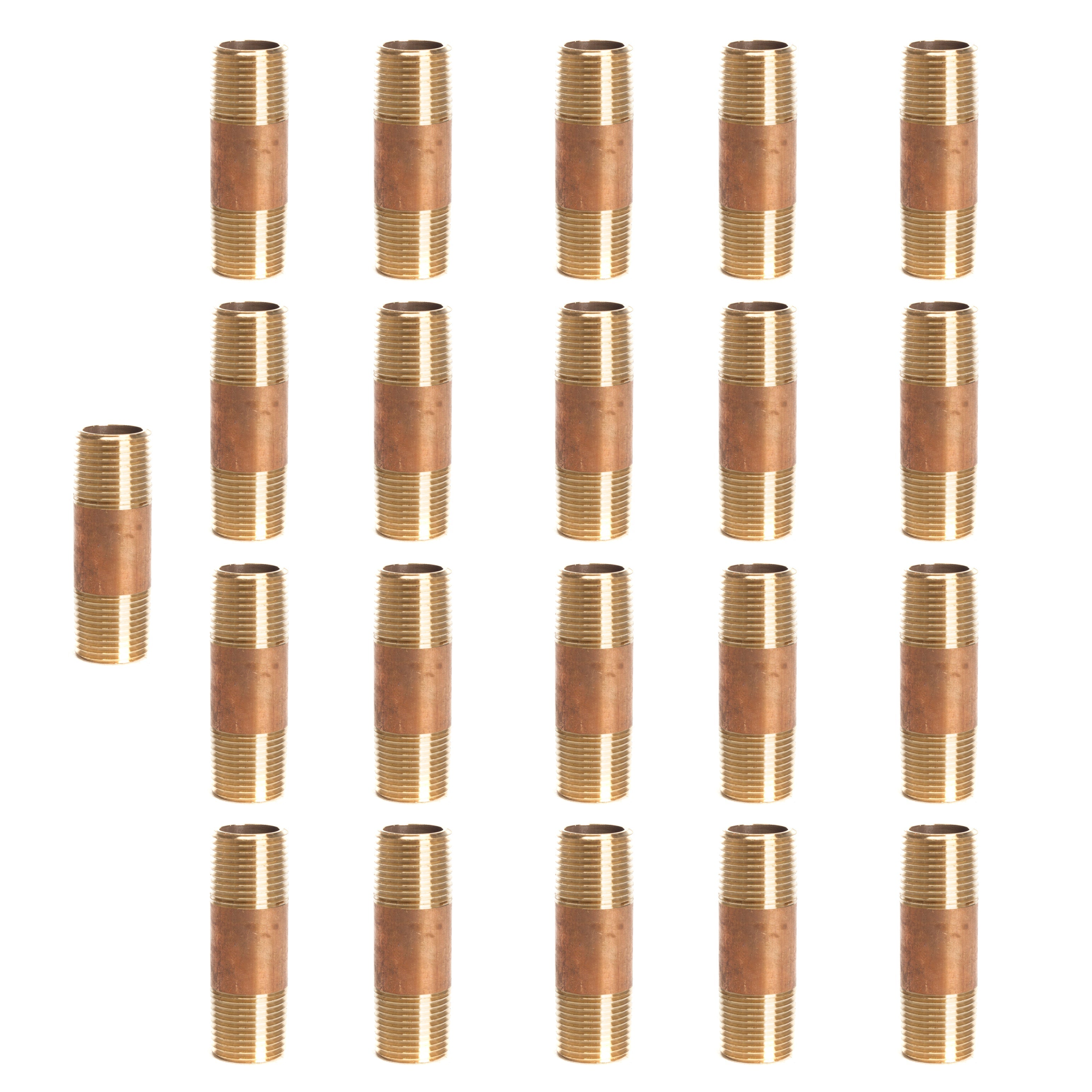 LTWFITTING Brass Pipe 2 Inch Long Nipple Fitting 3/8 Male NPT Air Water(Pack of 25)