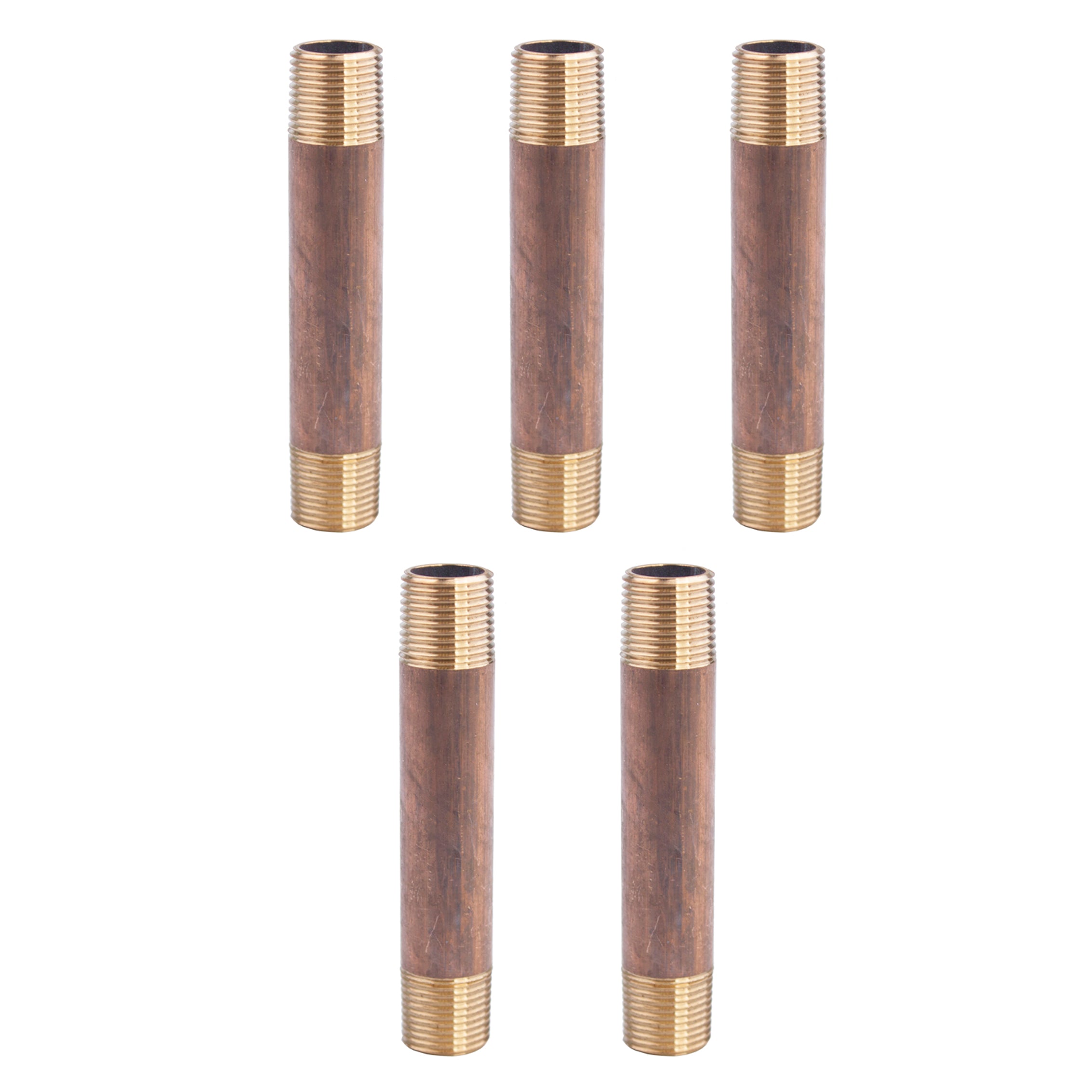 LTWFITTING Brass Pipe 3-1/2 Inch Long Nipple Fitting 3/8 Male NPT Air Water(Pack of 5)