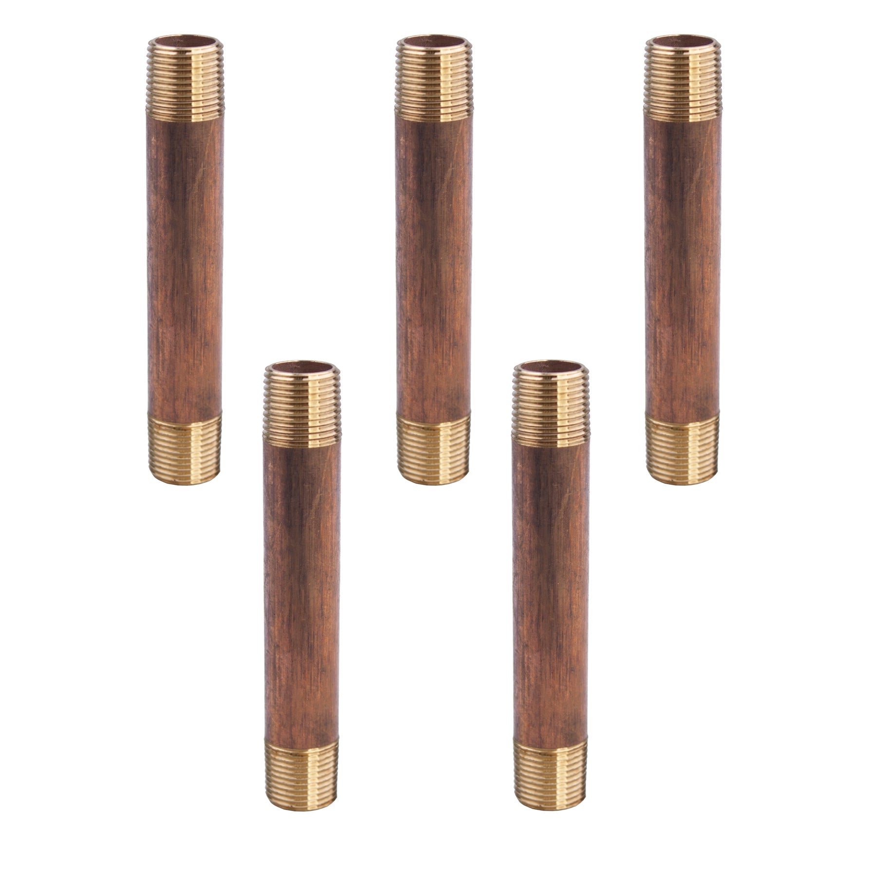 LTWFITTING Brass Pipe 4 Inch Long Nipple Fitting 3/8 Male NPT Air Water(Pack of 5)