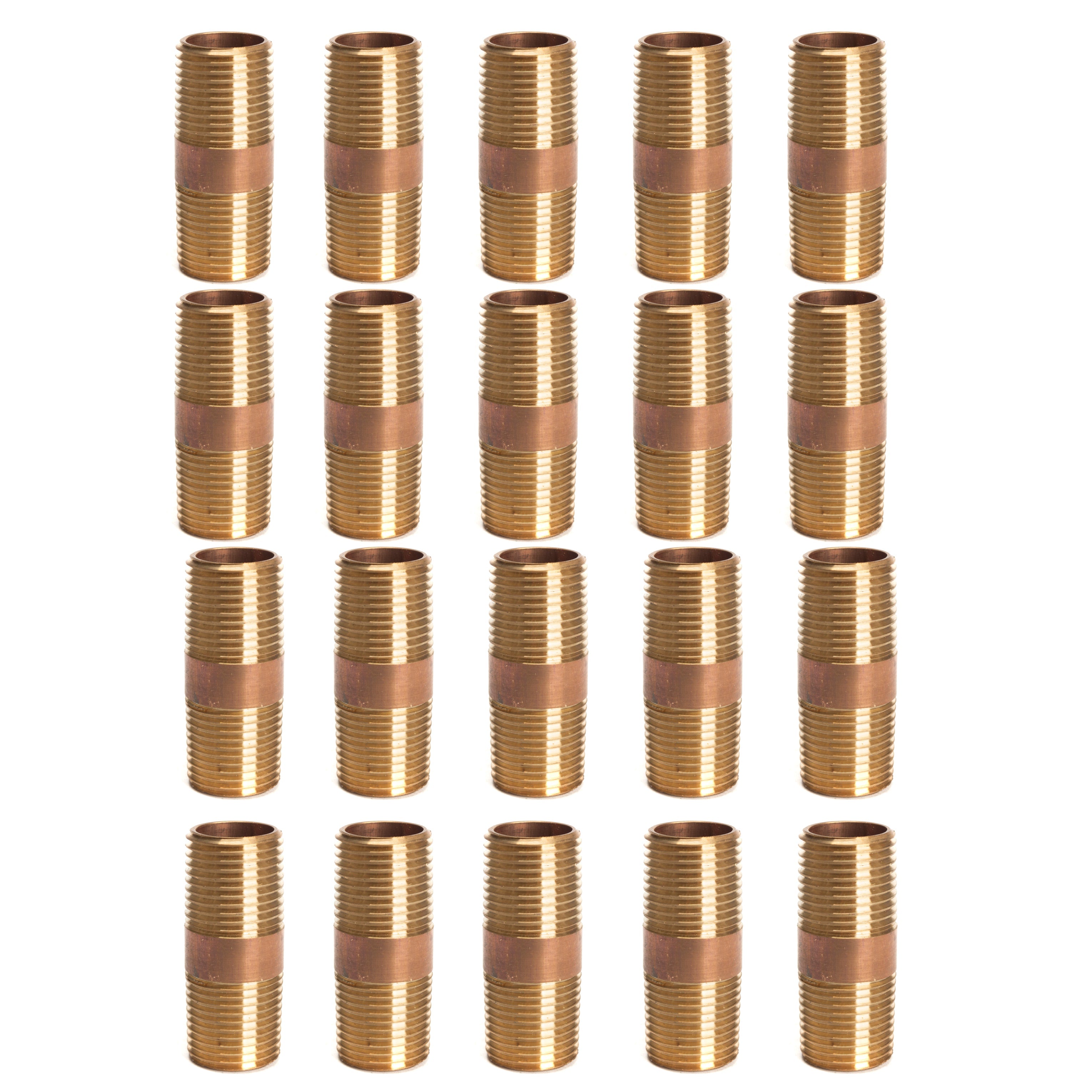 LTWFITTING Brass Pipe 2 Inch Long Nipple Fitting 1/2 Male NPT Air Water(Pack of 20)