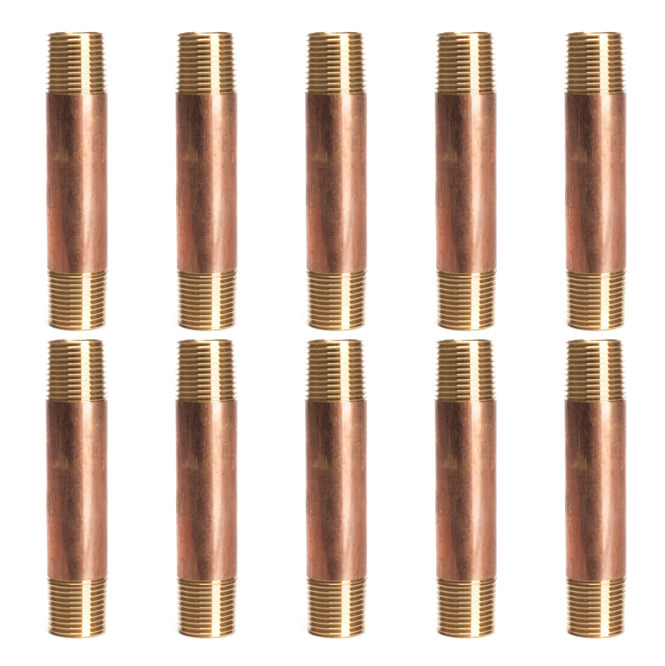 LTWFITTING Brass Pipe 4 Inch Long Nipples Fitting 1/2 Inch Male NPT Air Water(Pack of 10)