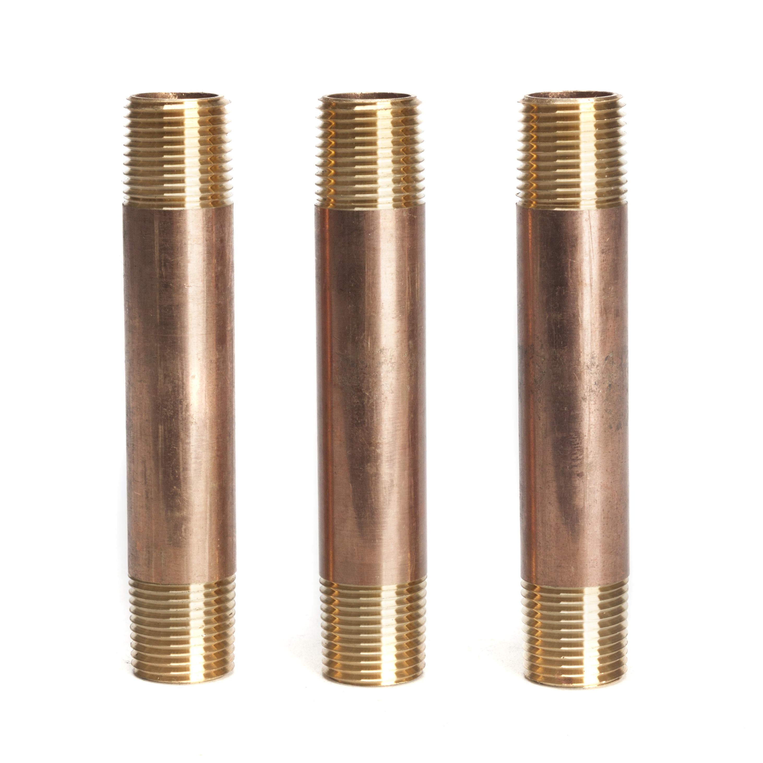 LTWFITTING Brass Pipe 4-1/2 Inch Long Nipples Fitting 1/2 Inch Male NPT Air Water(Pack of 3)