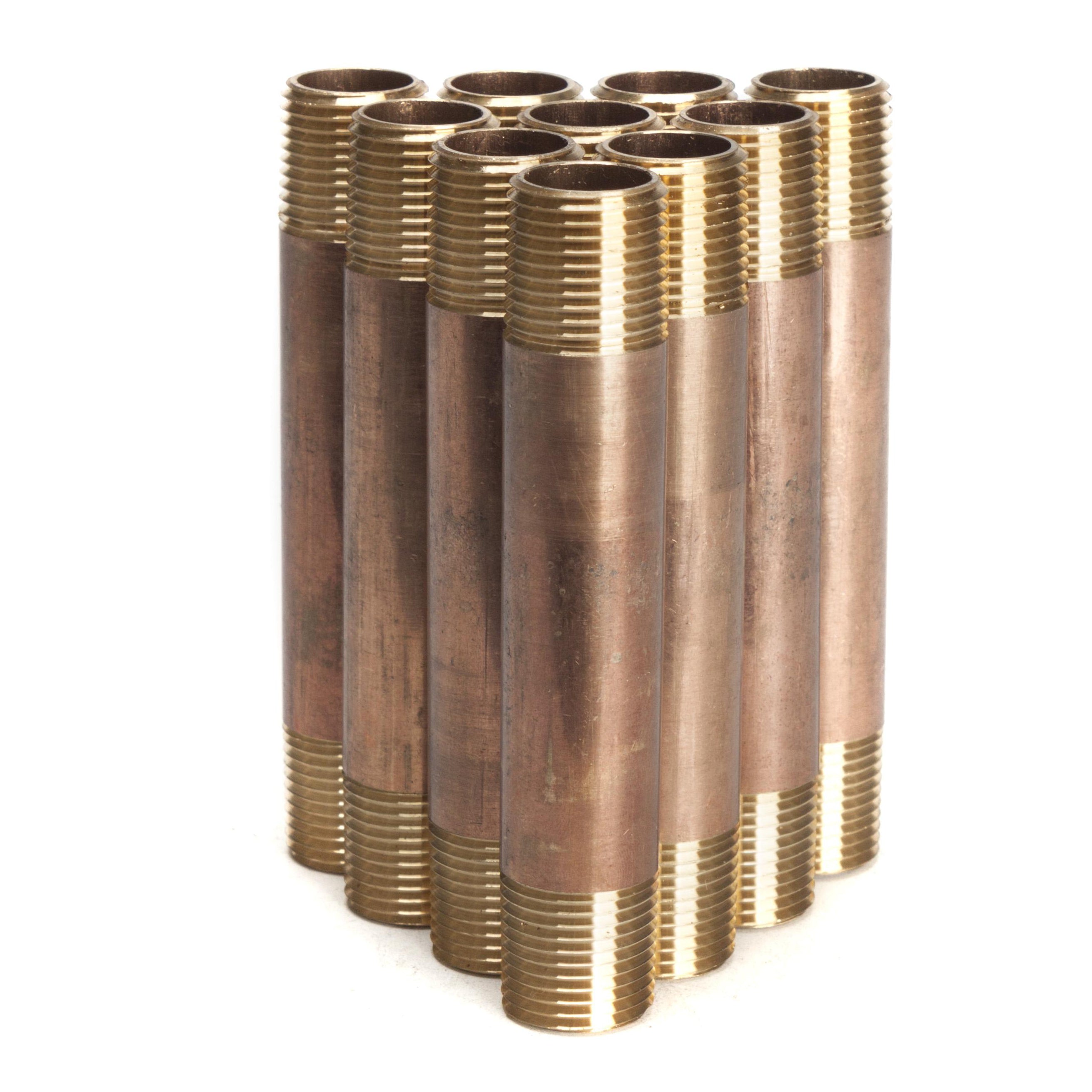 LTWFITTING Brass Pipe 4-1/2 Long Nipples Fitting 1/2 Male NPT Air Water(Pack of 10)