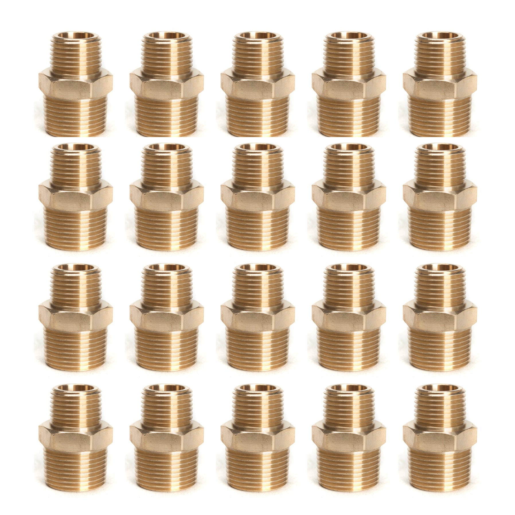 LTWFITTING Brass Pipe Hex Reducing Nipple Fitting 3/4-Inch x 1/2-Inch Male NPT(Pack of 100)