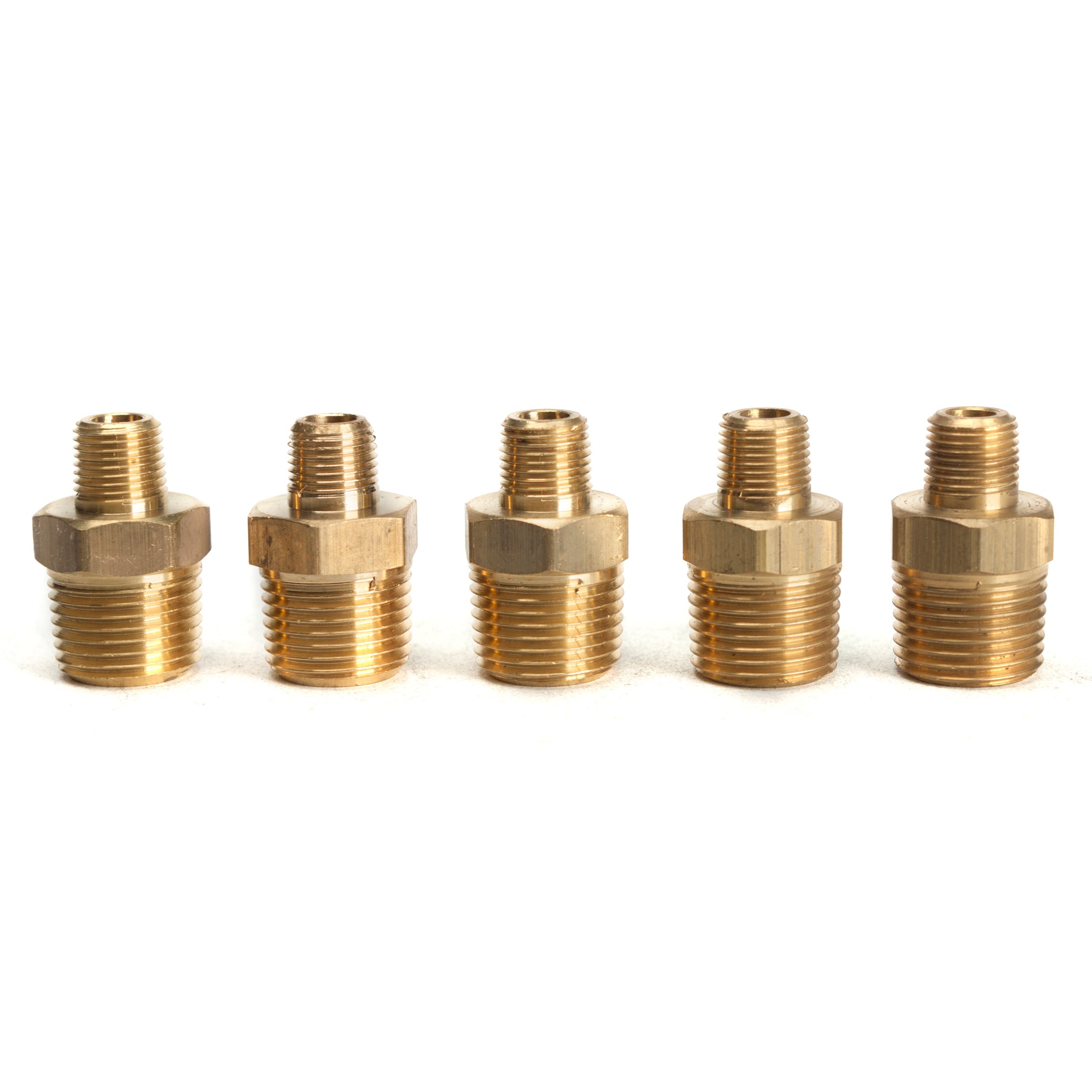 LTWFITTING Brass Pipe Hex Reducing Nipple Fitting 3/8-Inch x 1/8-Inch Male NPT(Pack of 5)